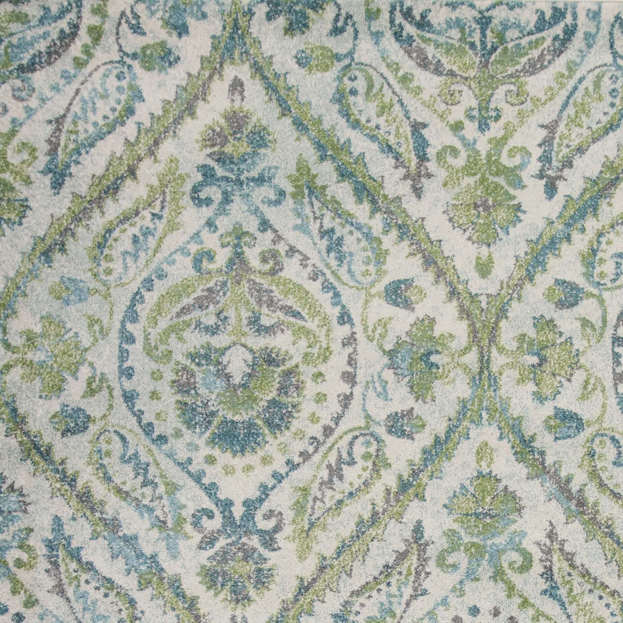 9' X 13'  Polypropylene Ivory Or Teal Area Rug - Image 3
