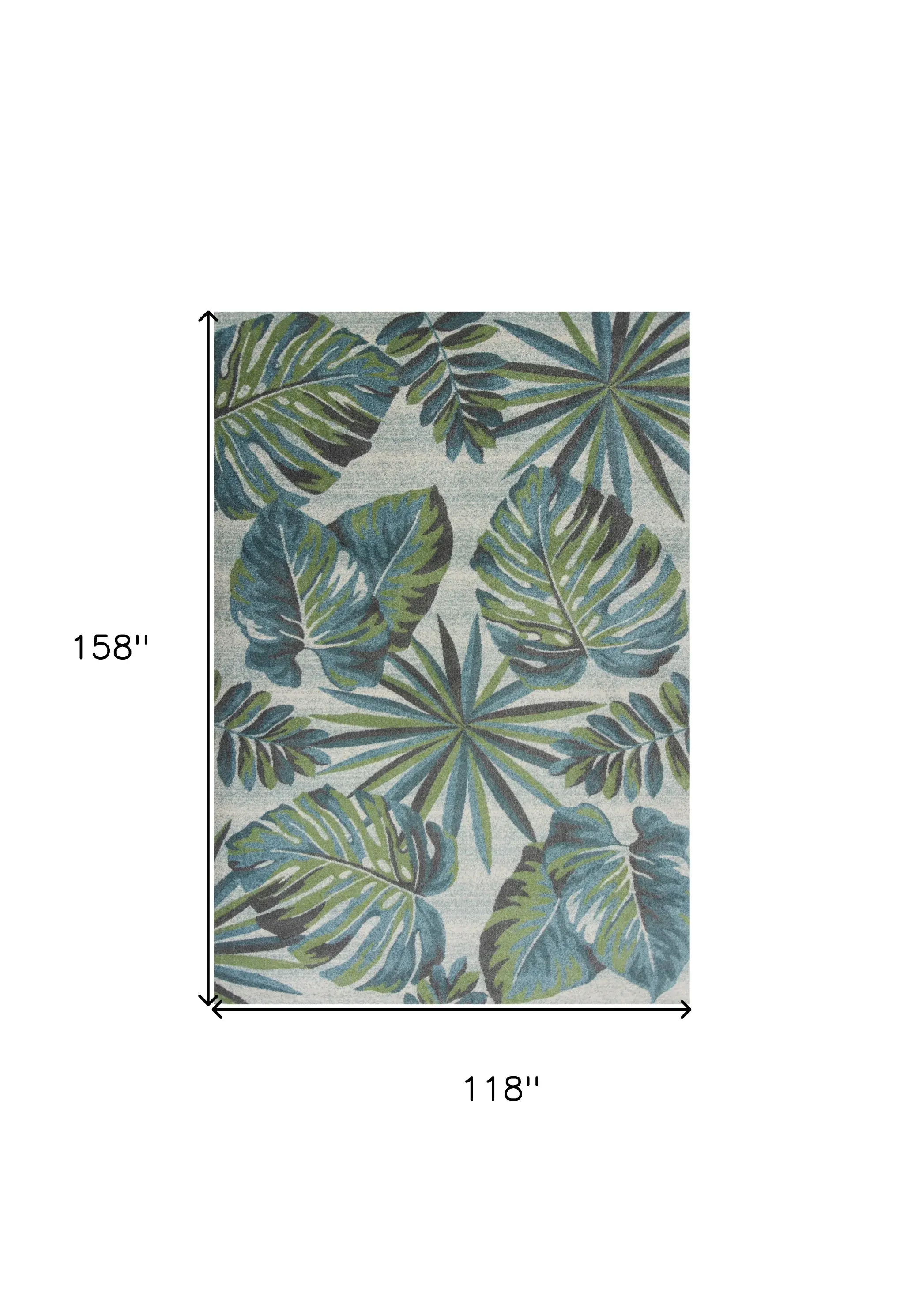 9' X 13' Polypropylene Teal Or Green Area Rug - Image 3