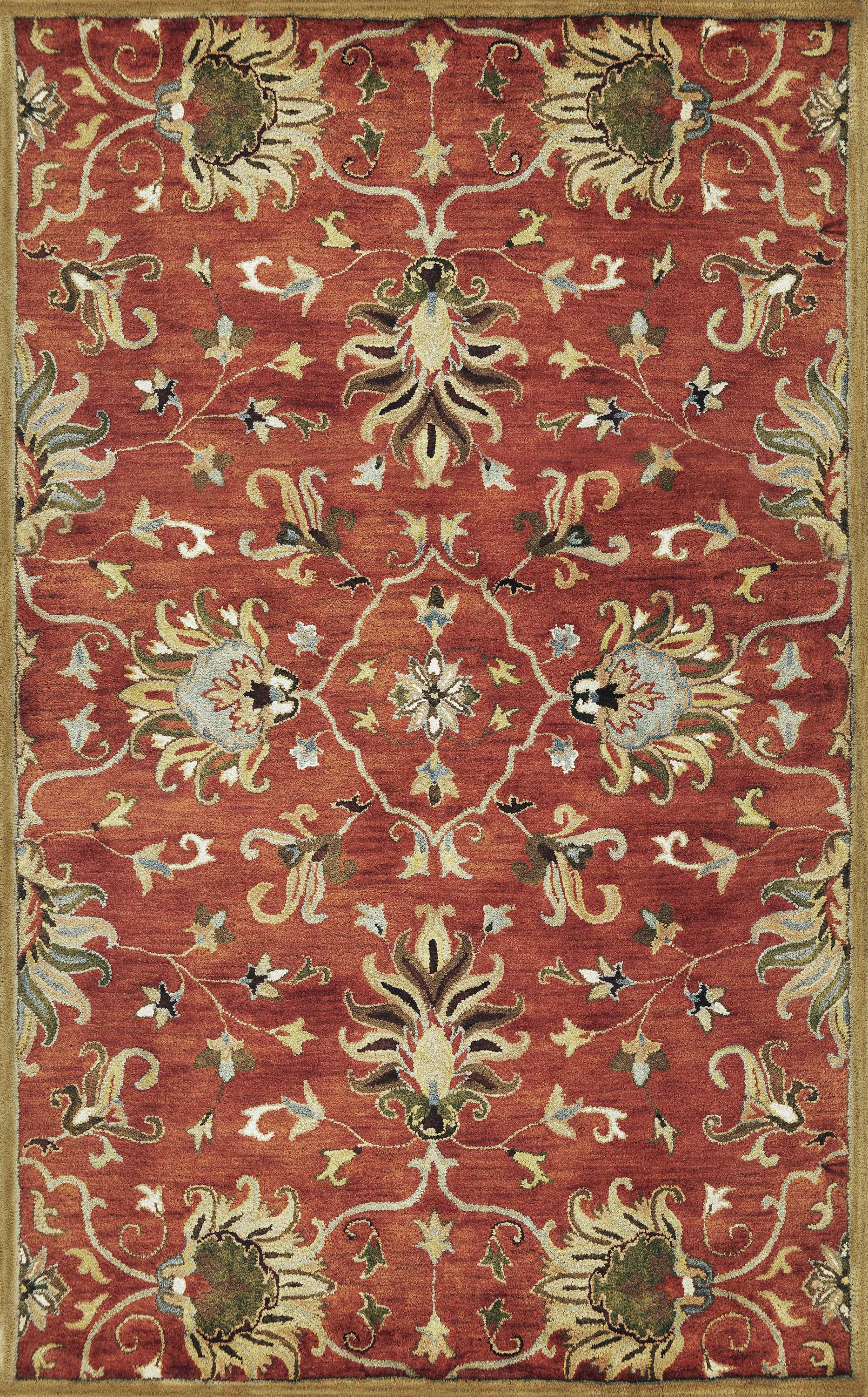 9' X 13' Sienna Orange Hand Tufted Traditional Floral Allover Indoor Area Rug - Image 2