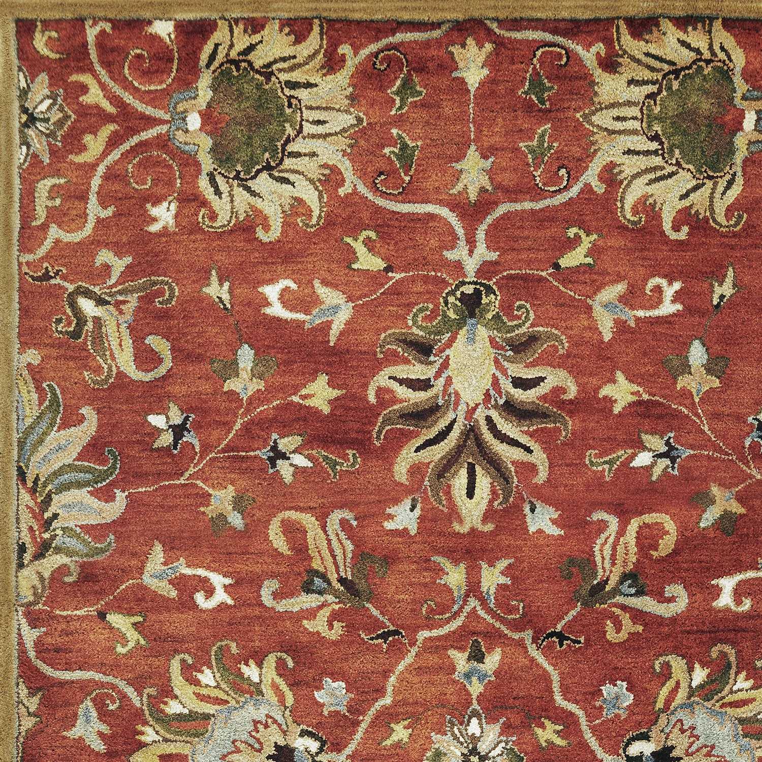 9' X 13' Sienna Orange Hand Tufted Traditional Floral Allover Indoor Area Rug - Image 4
