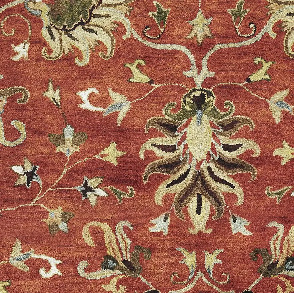 9' X 13' Sienna Orange Hand Tufted Traditional Floral Allover Indoor Area Rug - Image 5