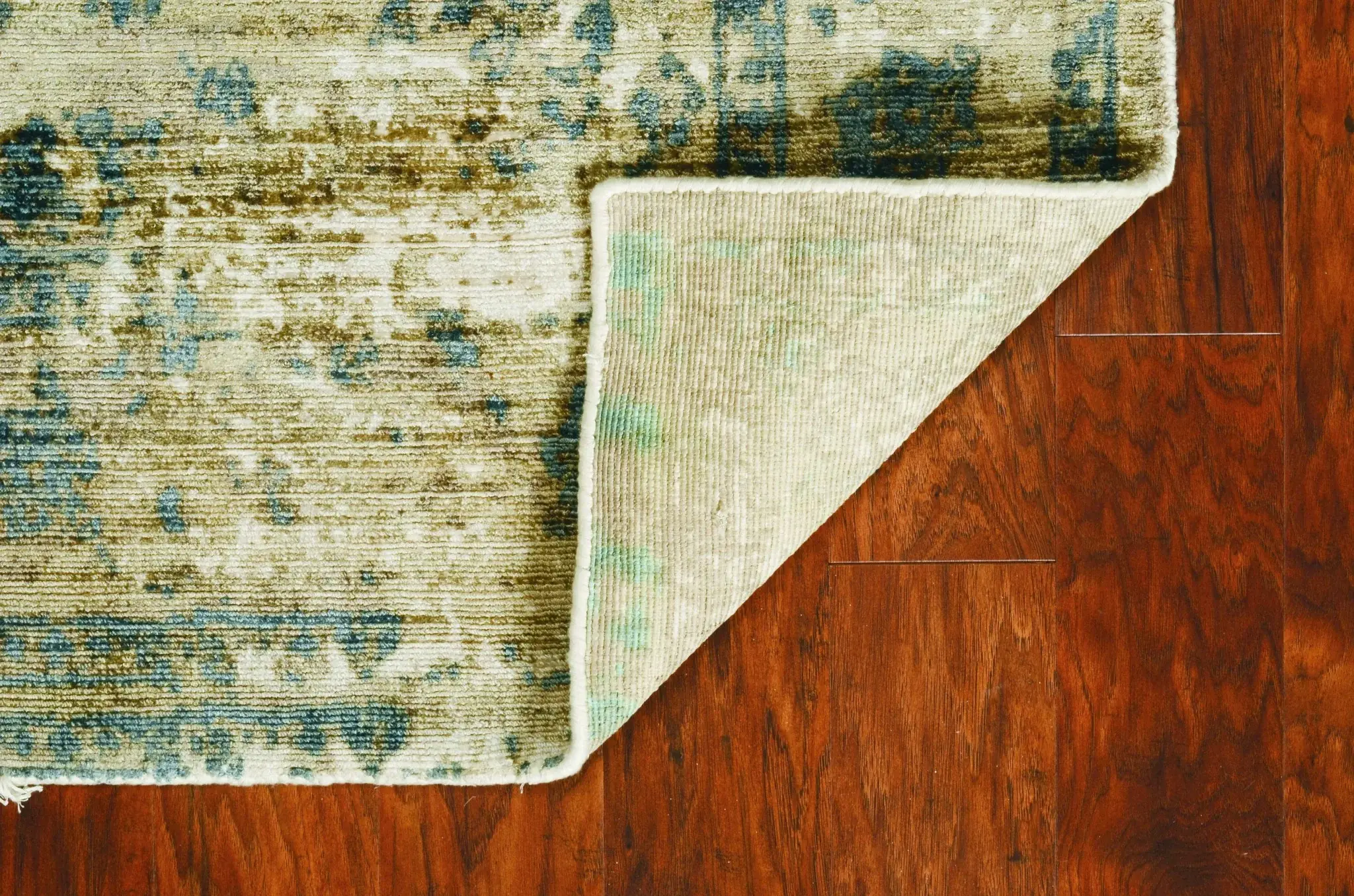 9' X 13' Viscose Sand Or Blue Area Rug - Image 7