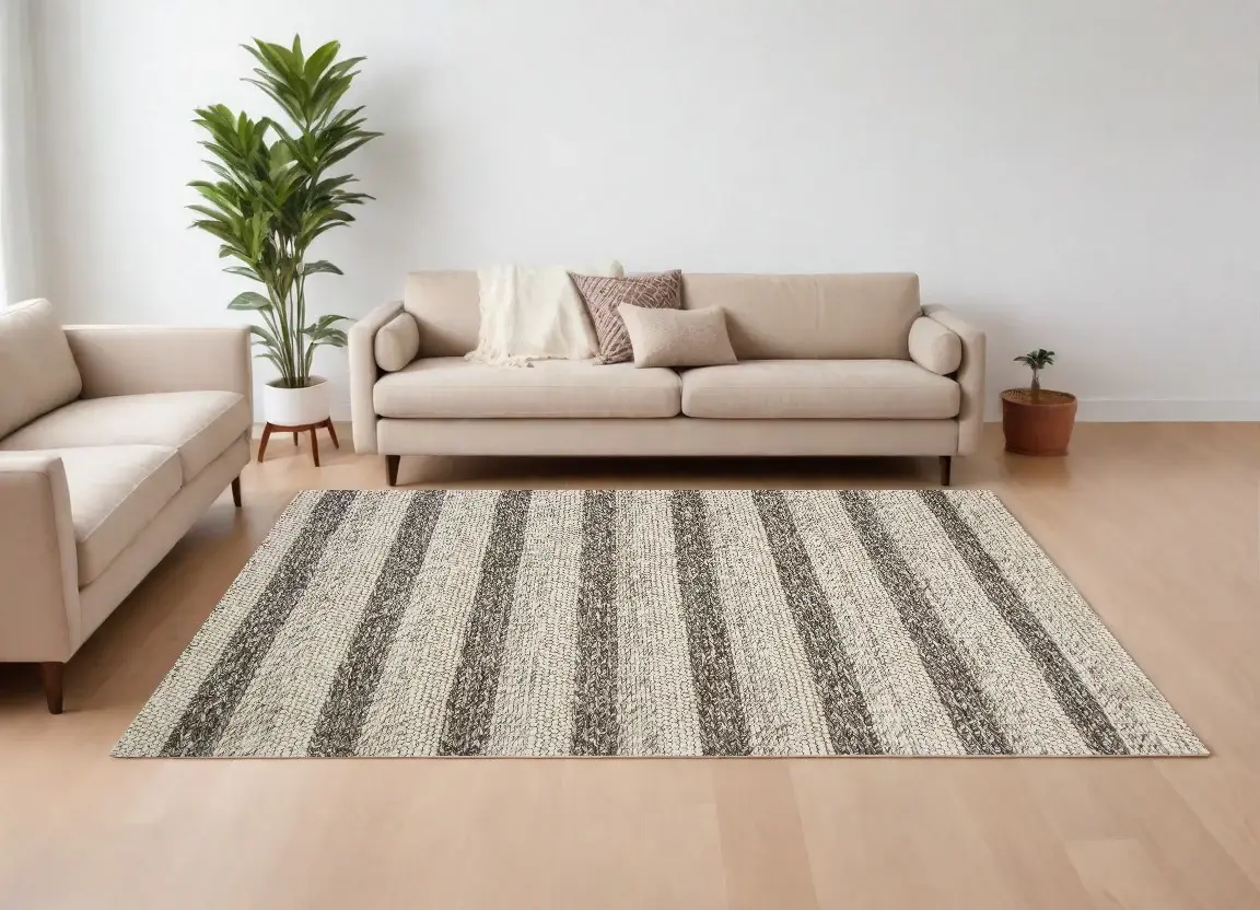 9' X 13' Wool Grey Or White Area Rug