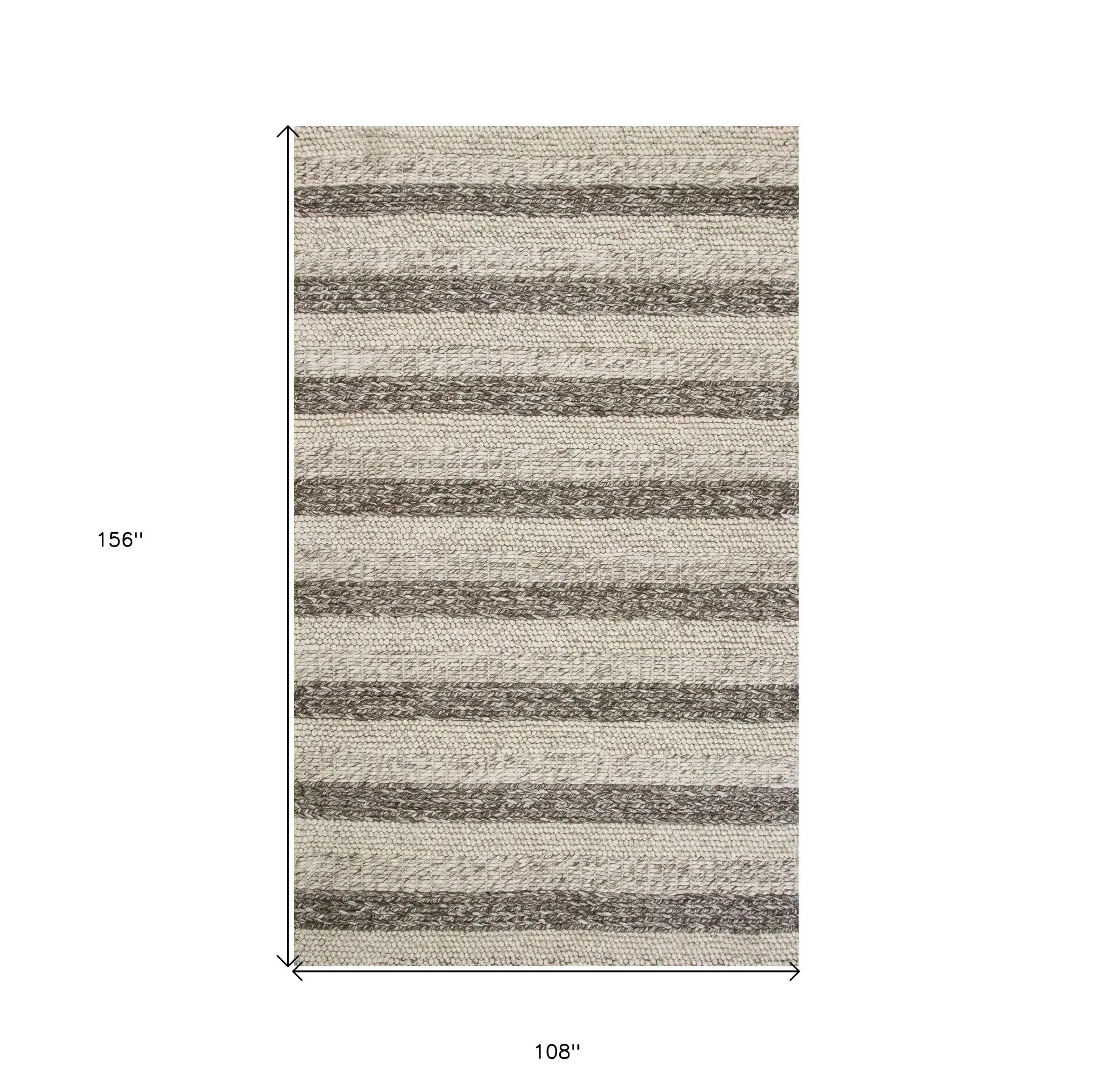 9' X 13' Wool Grey Or White Area Rug - Image 3