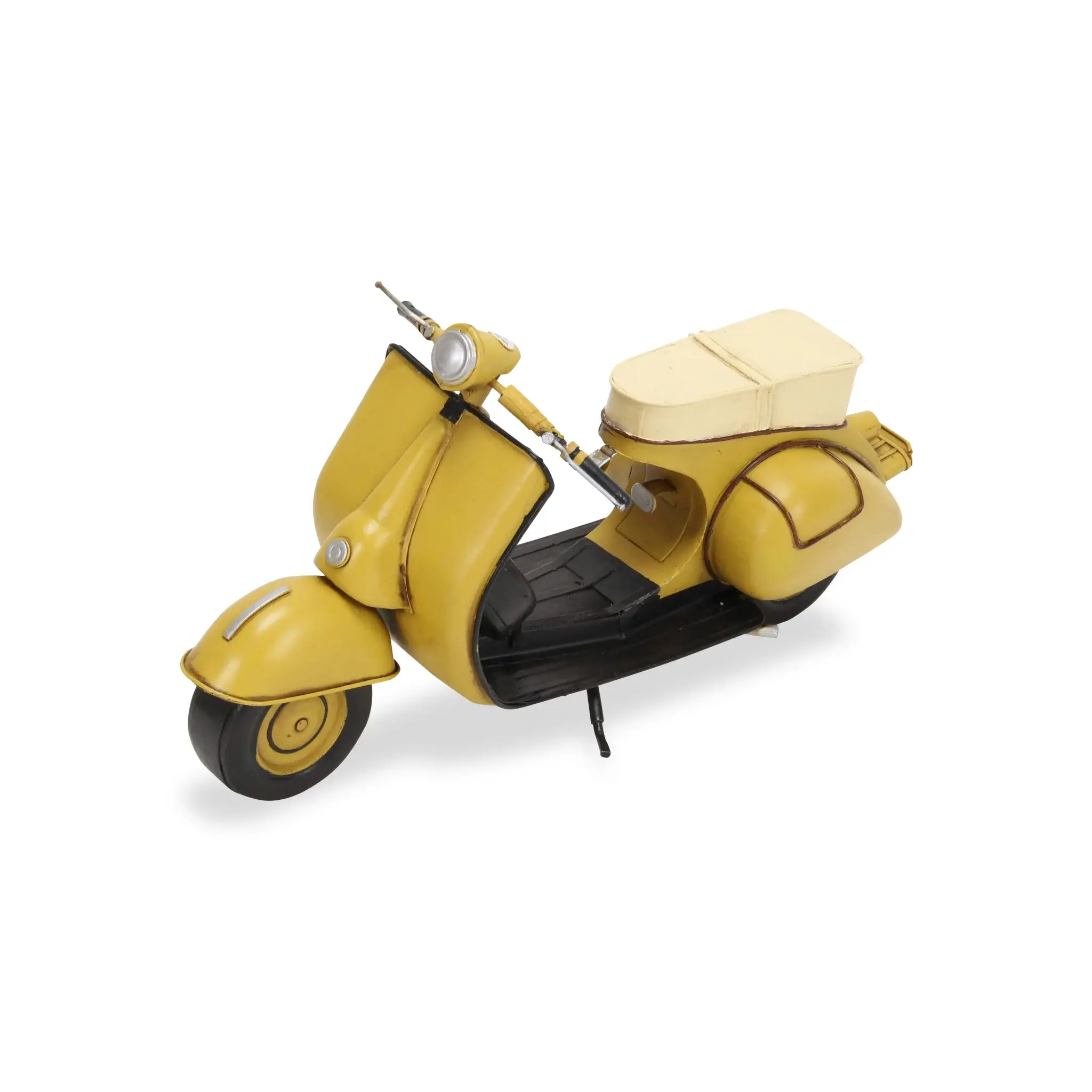 9" Yellow and Black Metal Hand Painted 1959 Yellow Scooter Model Motorcycle - Image 4
