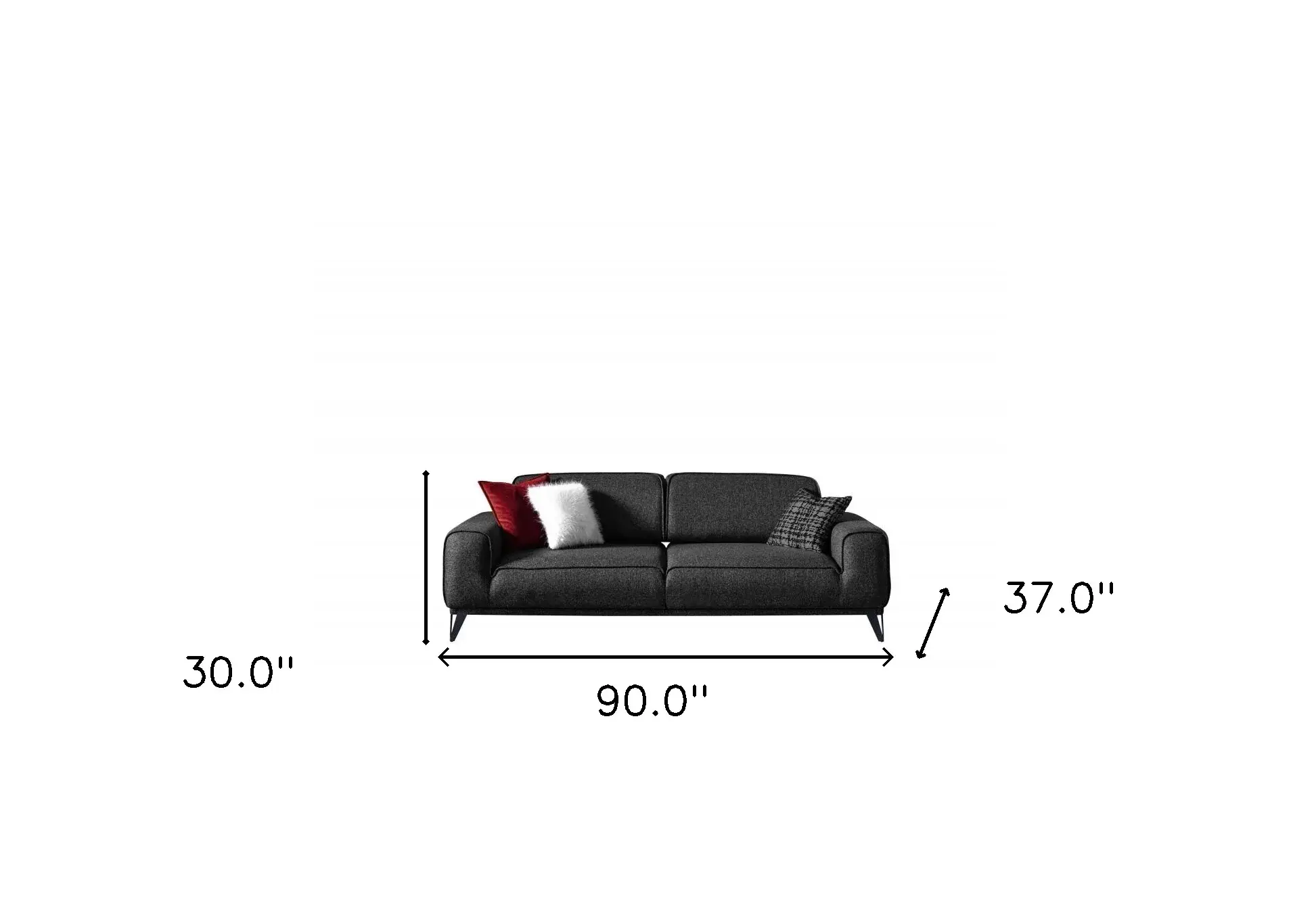 90" Dark Gray Linen Sleeper Sofa And Toss Pillows With Silver Legs - Image 5