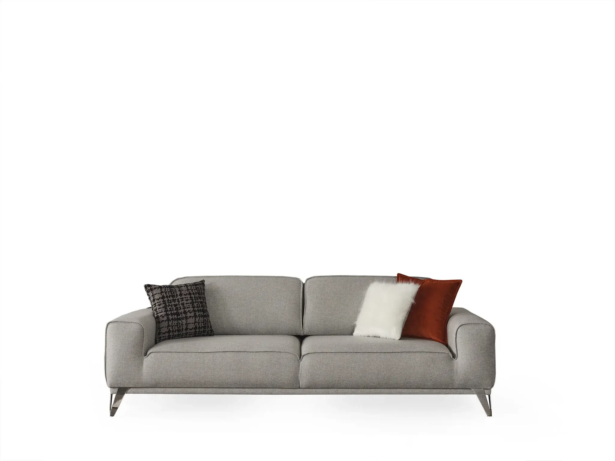90" Linen Linen Sleeper Sofa And Toss Pillows With Silver Legs - Image 2