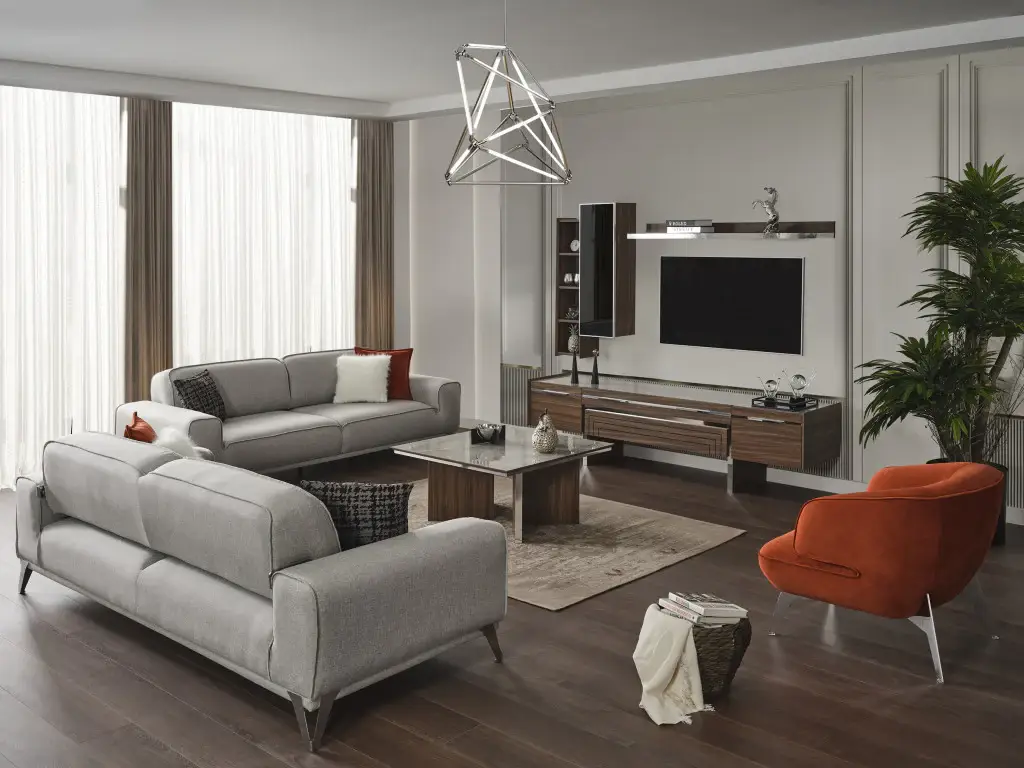 90" Linen Linen Sleeper Sofa And Toss Pillows With Silver Legs - Image 4