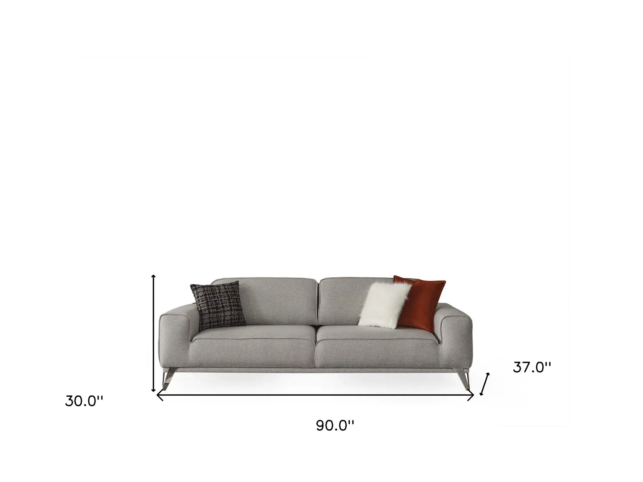 90" Linen Linen Sleeper Sofa And Toss Pillows With Silver Legs - Image 5