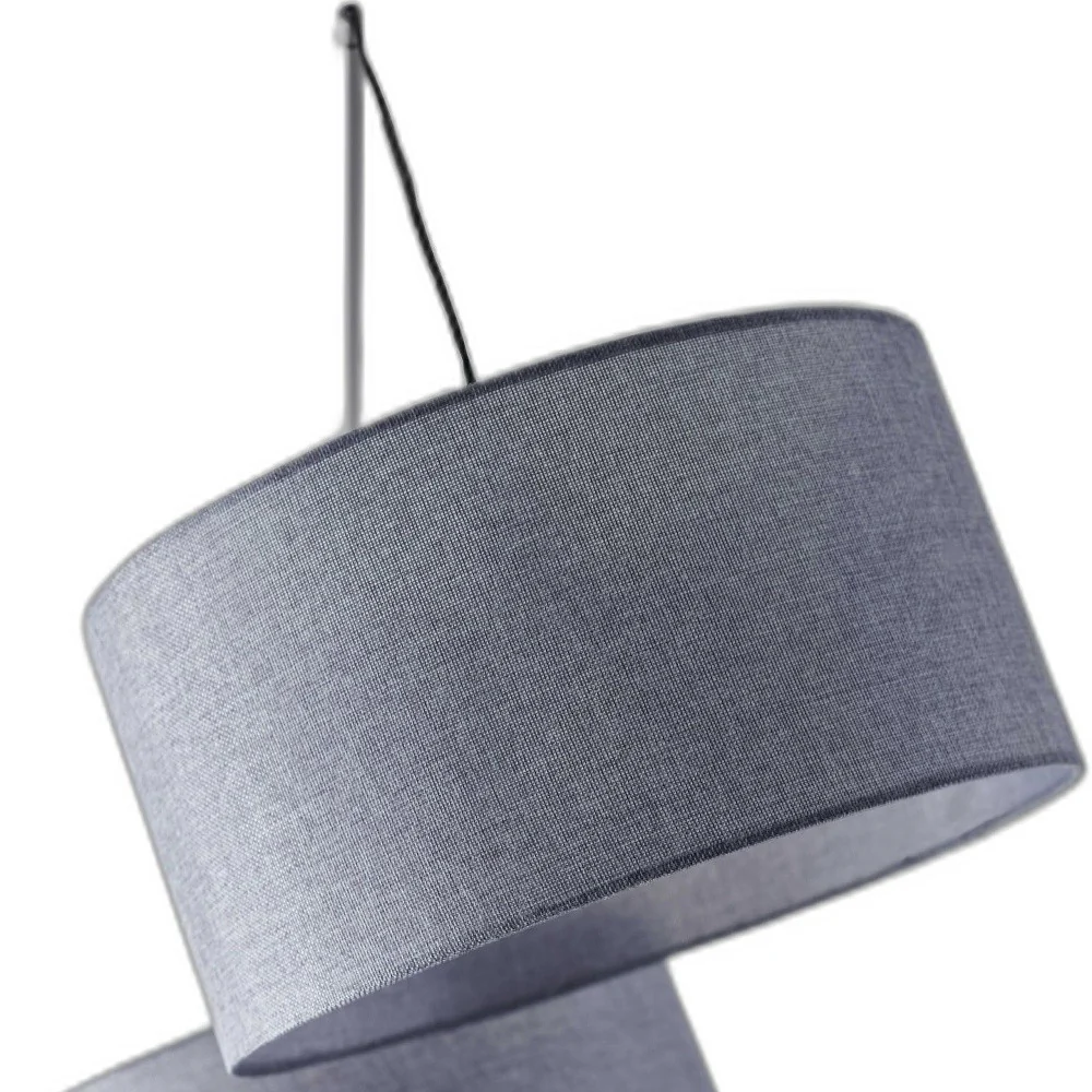 91" Black Three Light Tree Floor Lamp With Gray Solid Color Drum Shade - Image 3