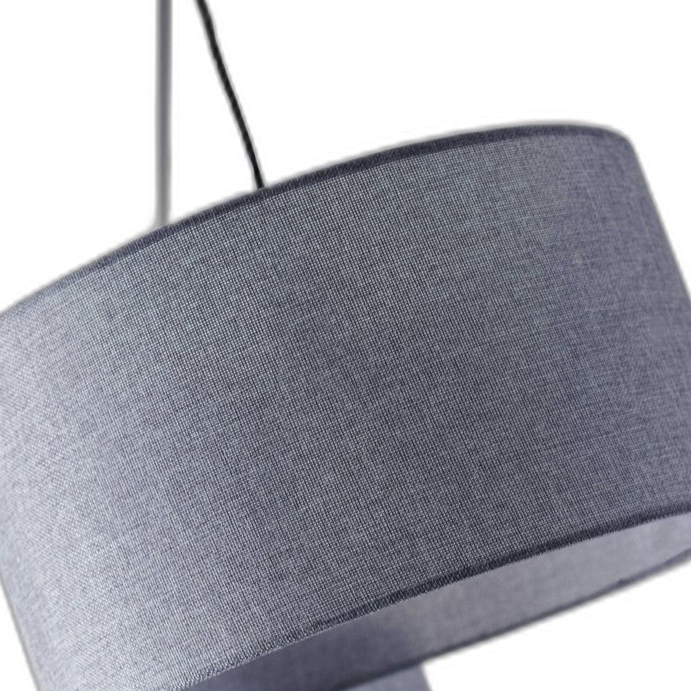91" Black Three Light Tree Floor Lamp With Gray Solid Color Drum Shade - Image 4
