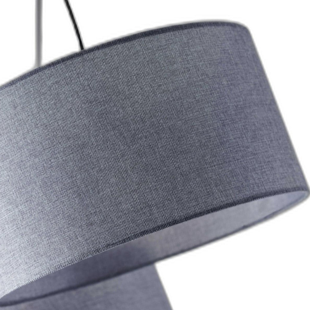 91" Black Three Light Tree Floor Lamp With Gray Solid Color Drum Shade - Image 5