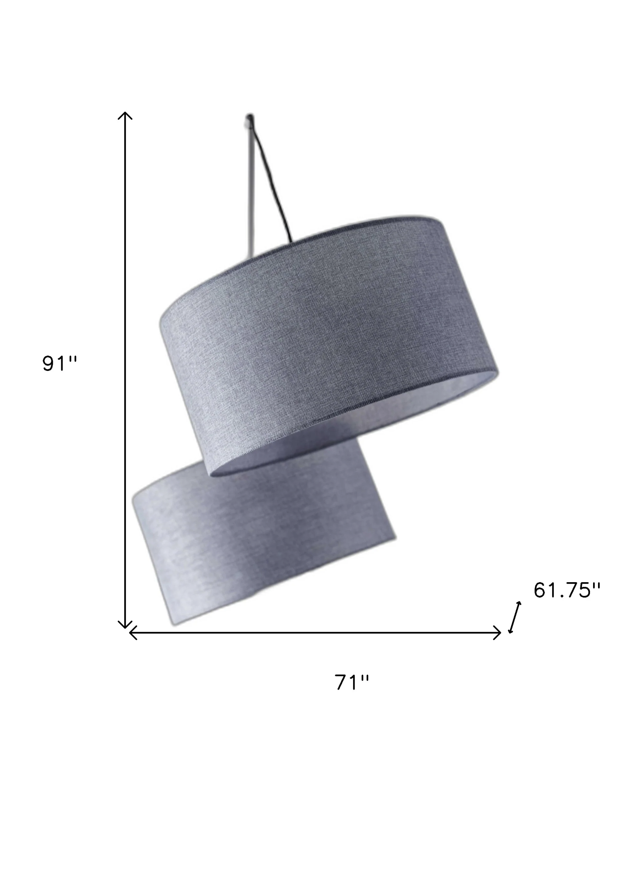 91" Black Three Light Tree Floor Lamp With Gray Solid Color Drum Shade - Image 9