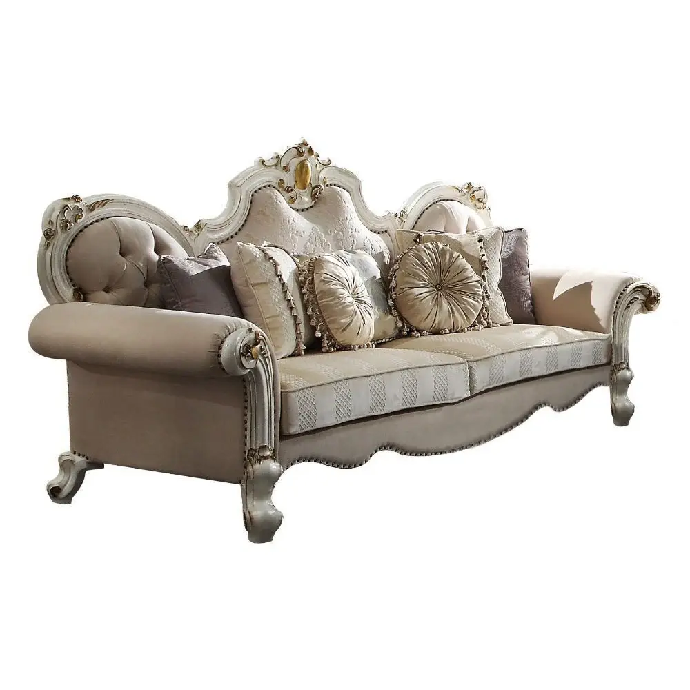 93" Pearl Velvet Sofa And Toss Pillows - Image 2