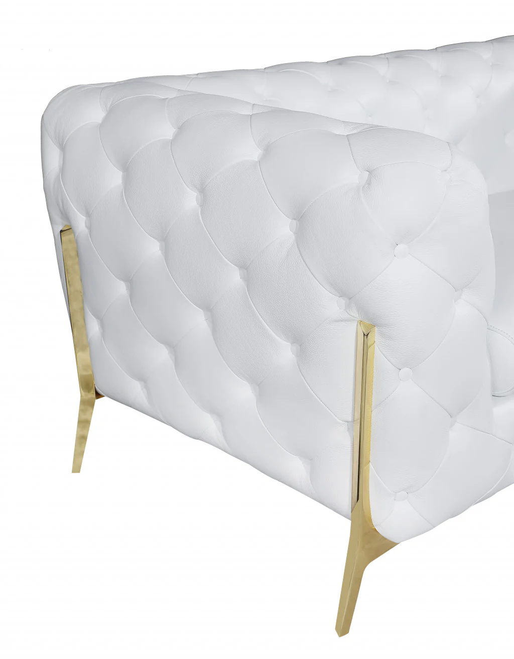 93" White Italian Leather Chesterfield Sofa With Silver Legs - Image 5