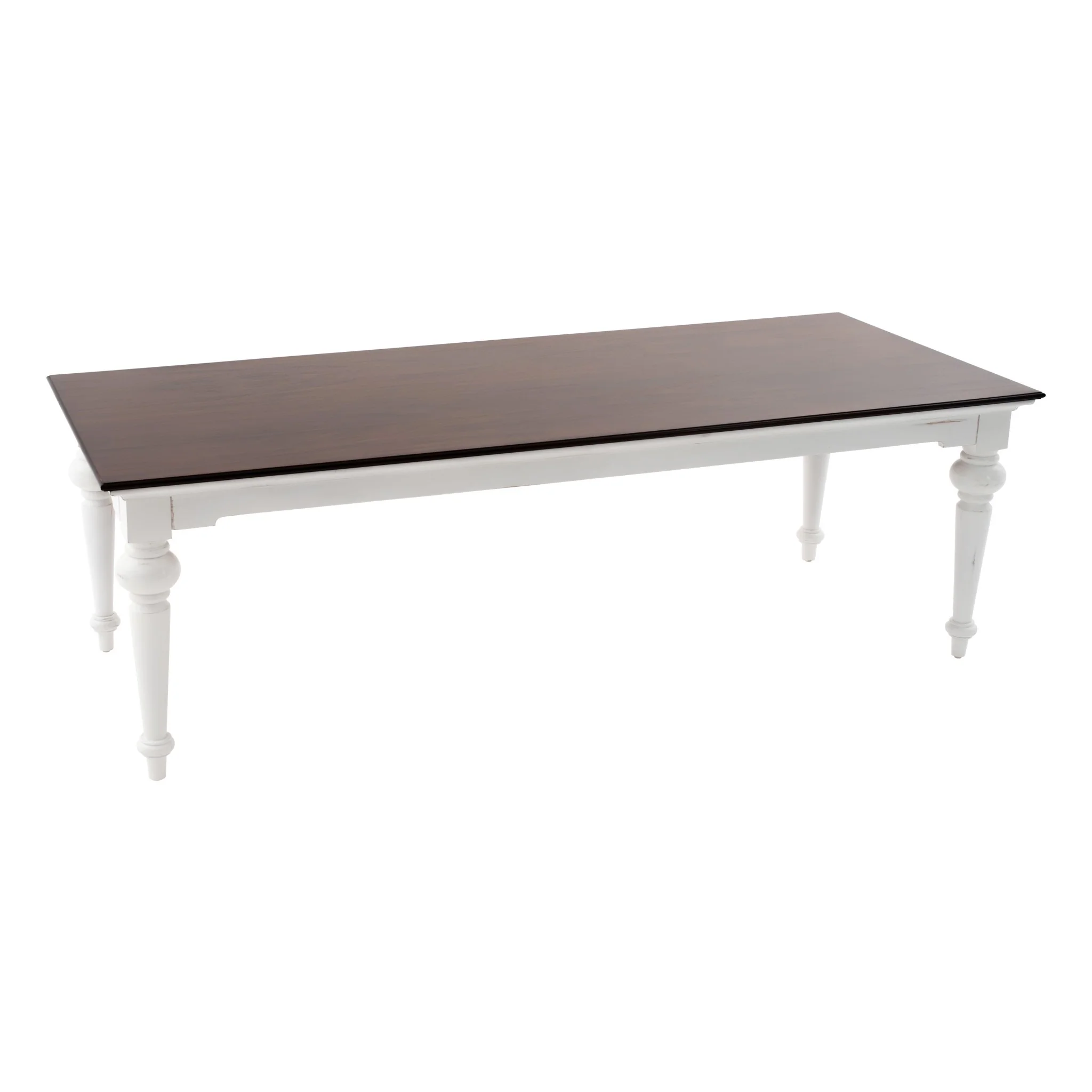 94" Dark Brown And White Solid Wood Dining Table - Image 3