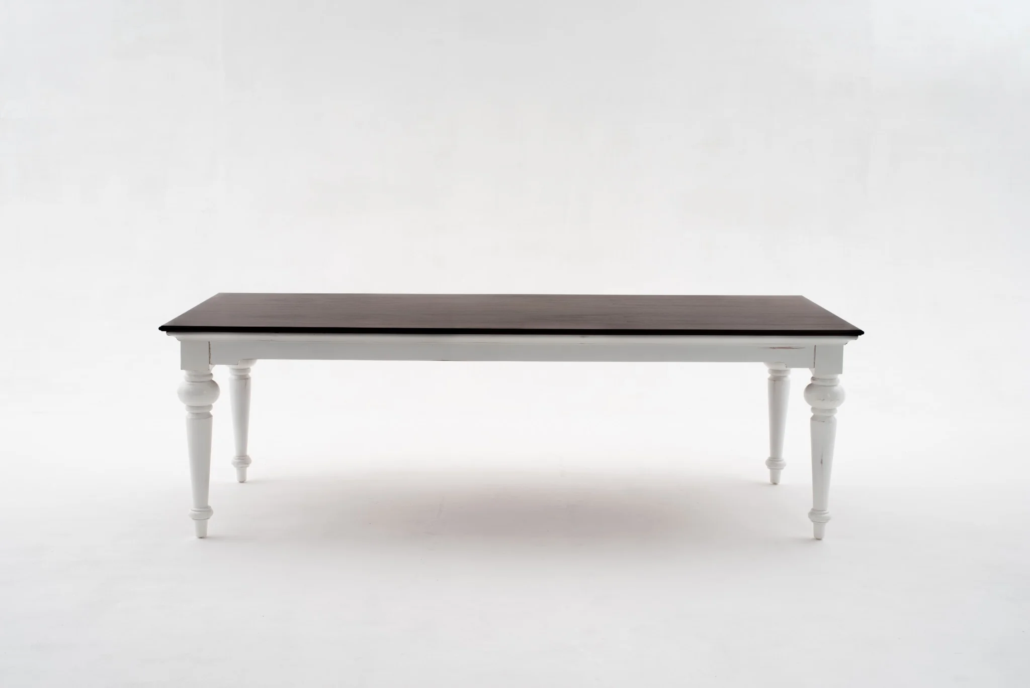 94" Dark Brown And White Solid Wood Dining Table - Image 4