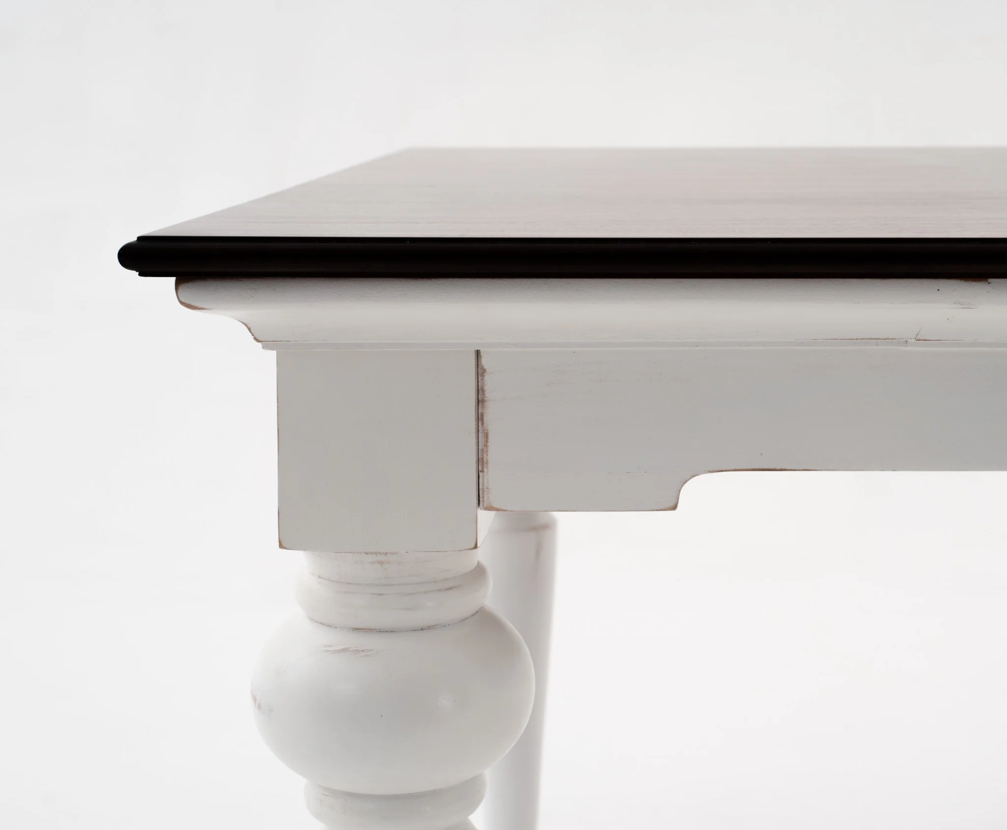 94" Dark Brown And White Solid Wood Dining Table - Image 5