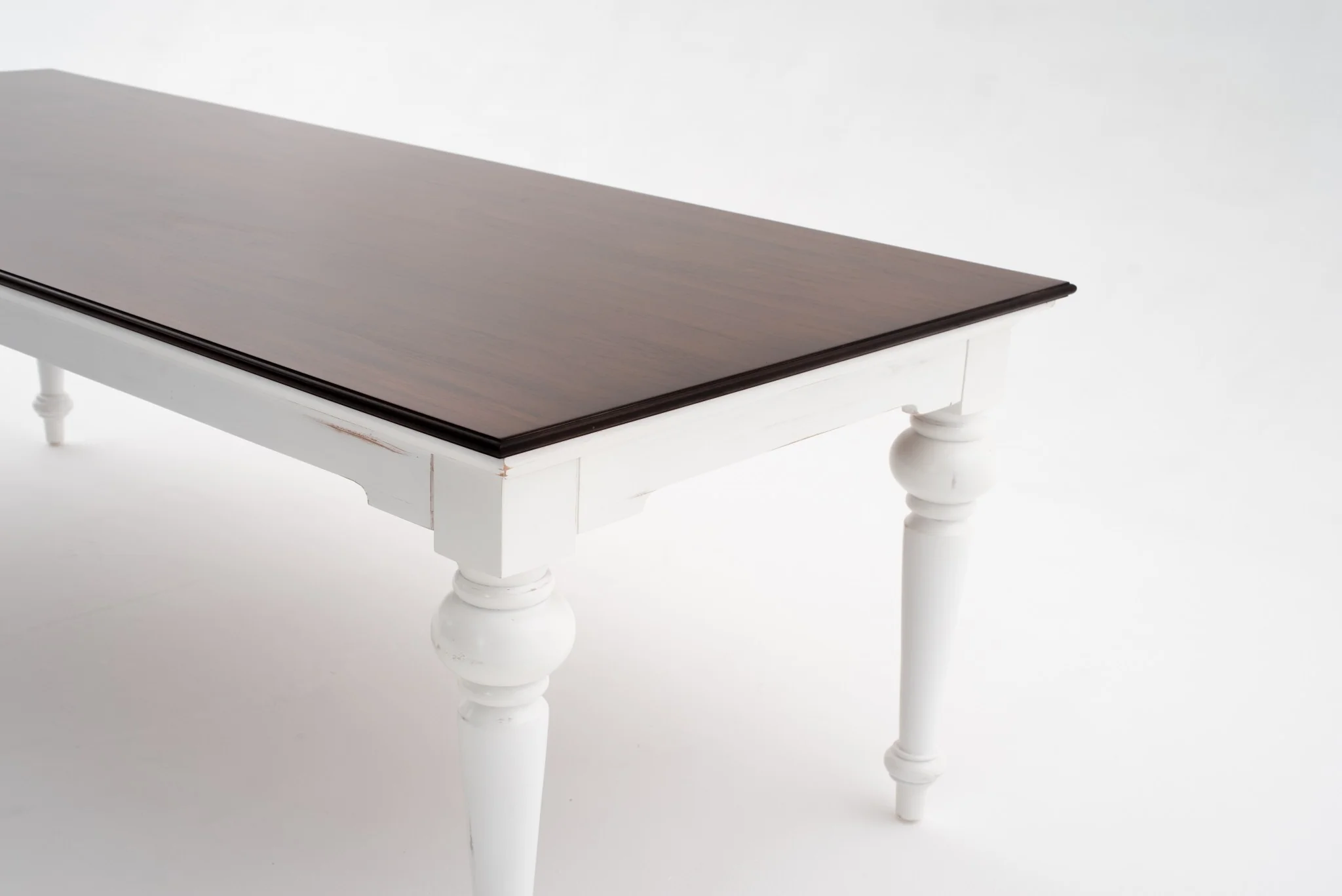 94" Dark Brown And White Solid Wood Dining Table - Image 6