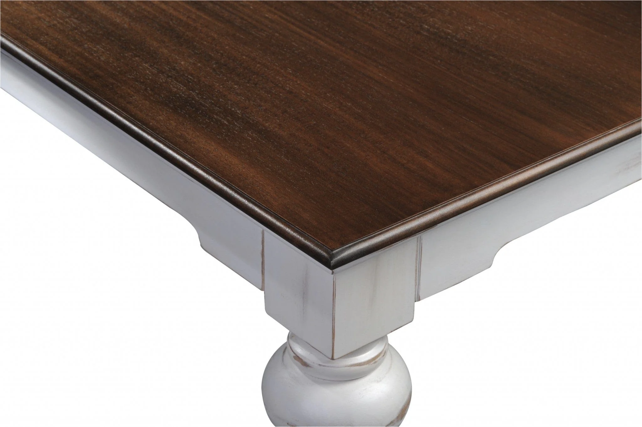 94" Dark Brown And White Solid Wood Dining Table - Image 7