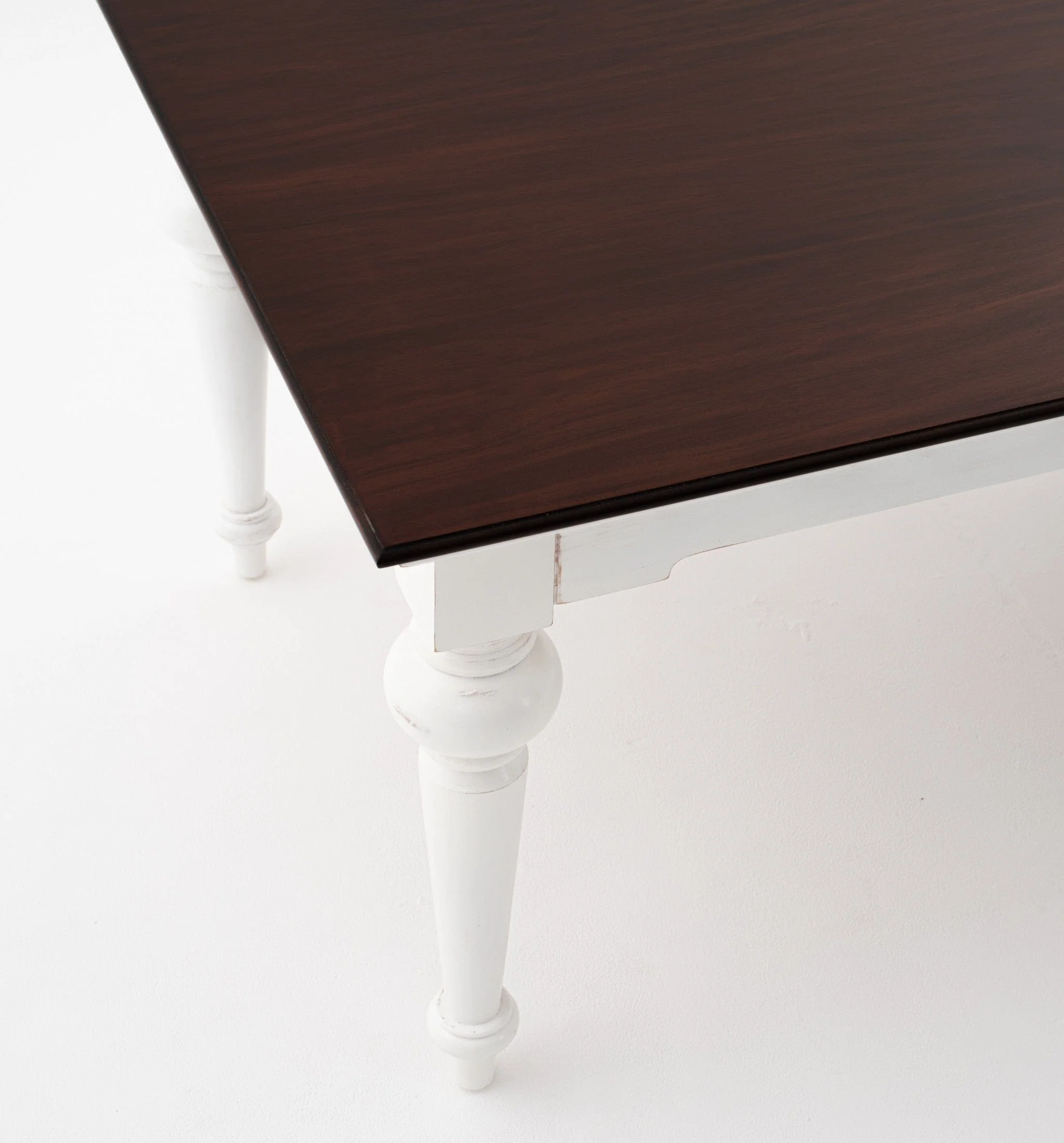 94" Dark Brown And White Solid Wood Dining Table - Image 8