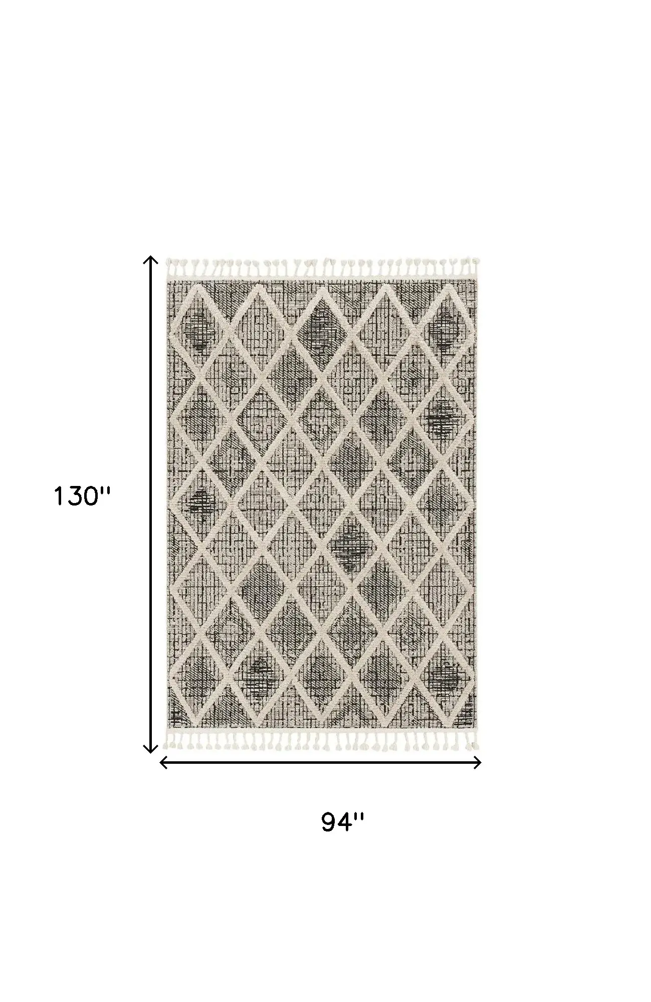 94 X 130 Charcoal Polyester Rug - Image 3