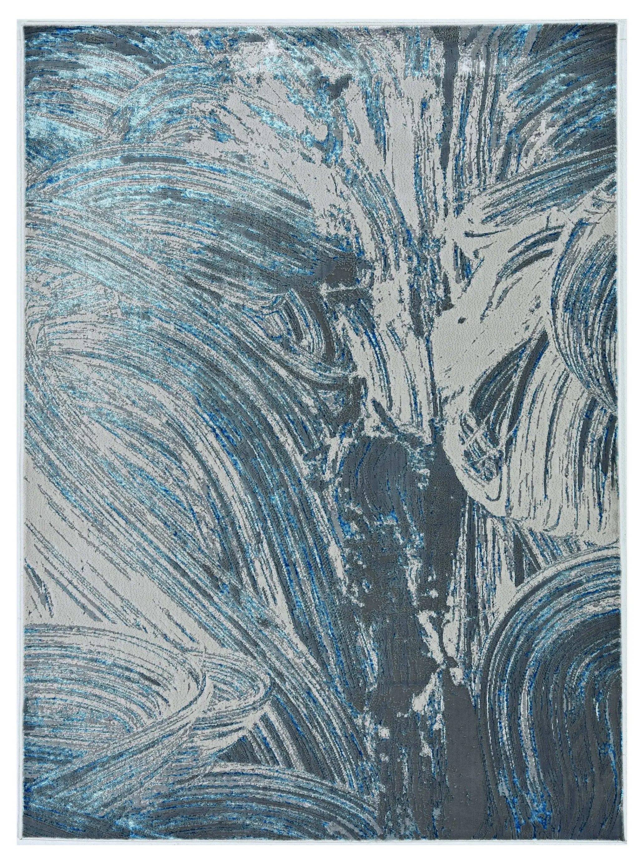 94 X 130 Silver Or  Blue Polypropylene Or Polyester Rug - Image 2