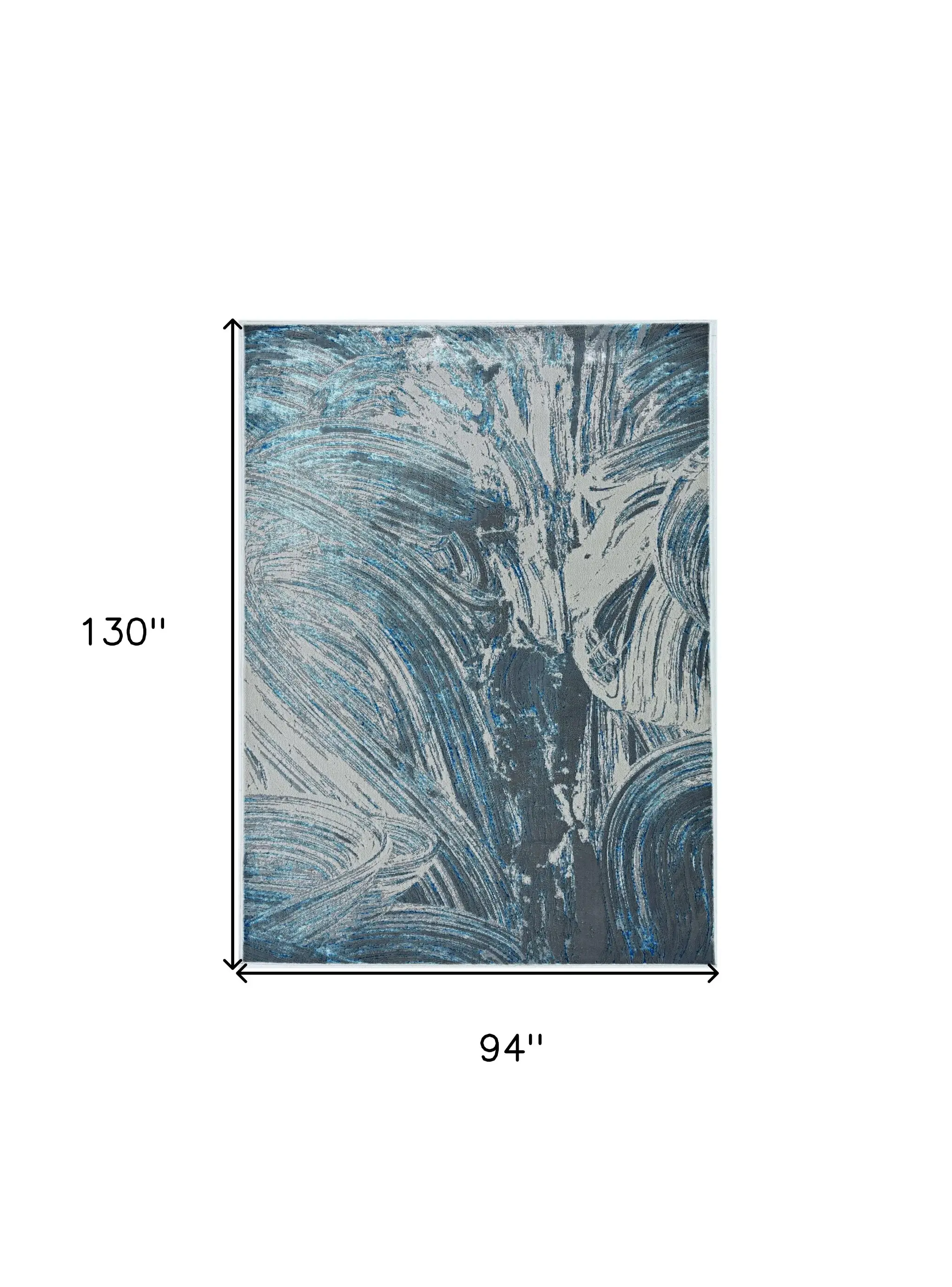 94 X 130 Silver Or  Blue Polypropylene Or Polyester Rug - Image 3