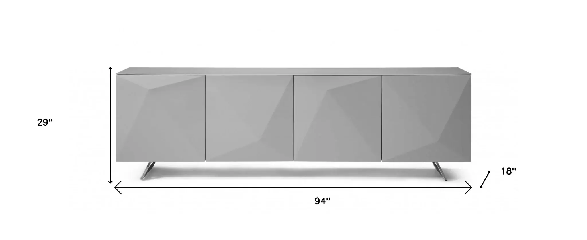 94 X 18 X 29 Grey Glass Buffet - Image 6