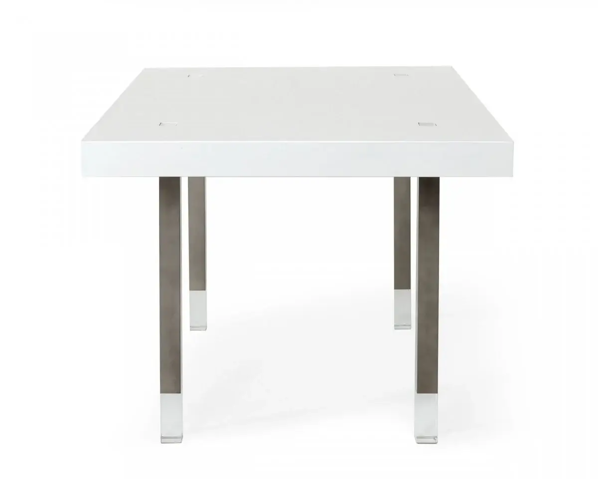 95" White And Gray Stainless Steel Dining Table - Image 4