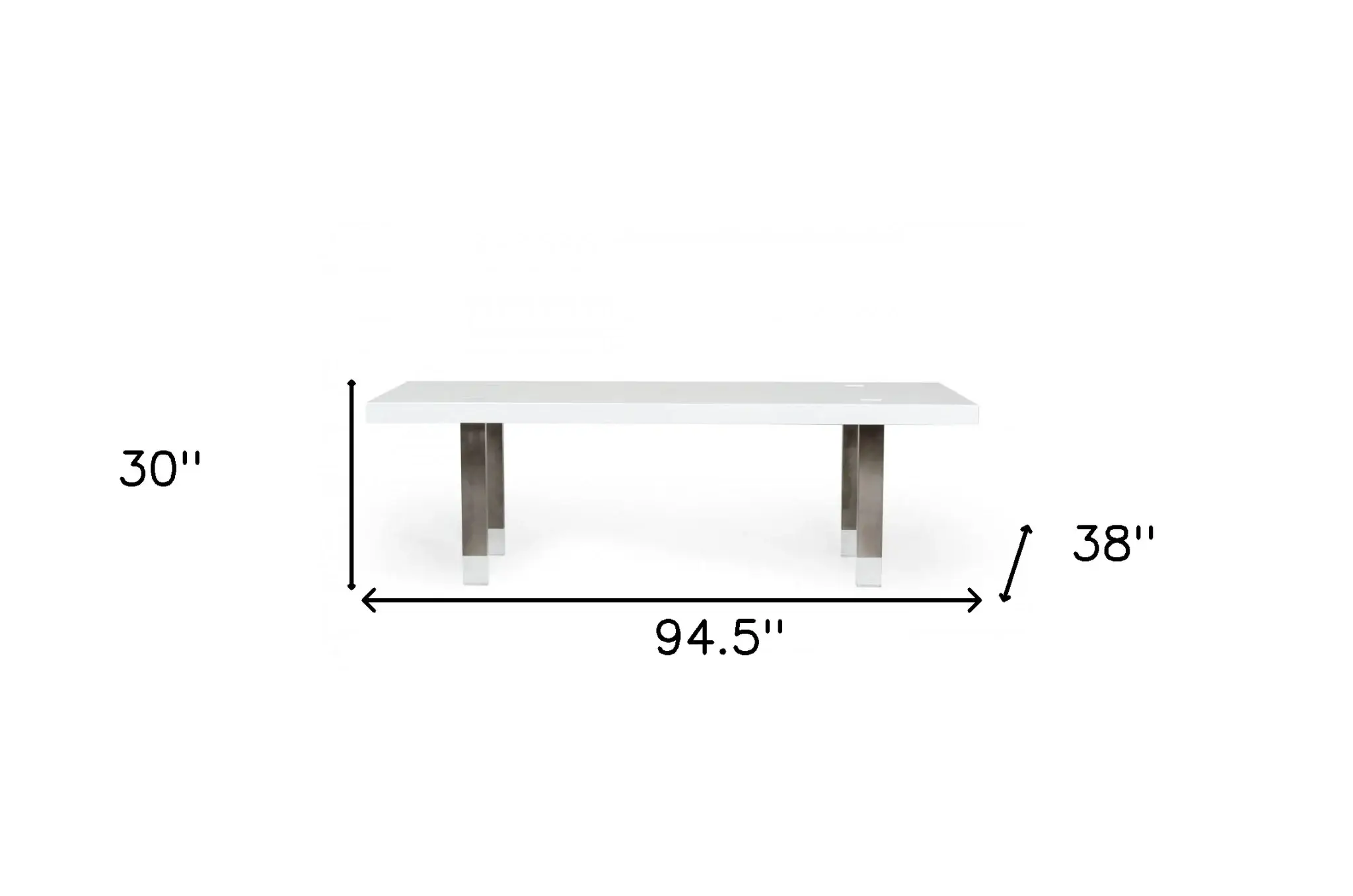 95" White And Gray Stainless Steel Dining Table - Image 5