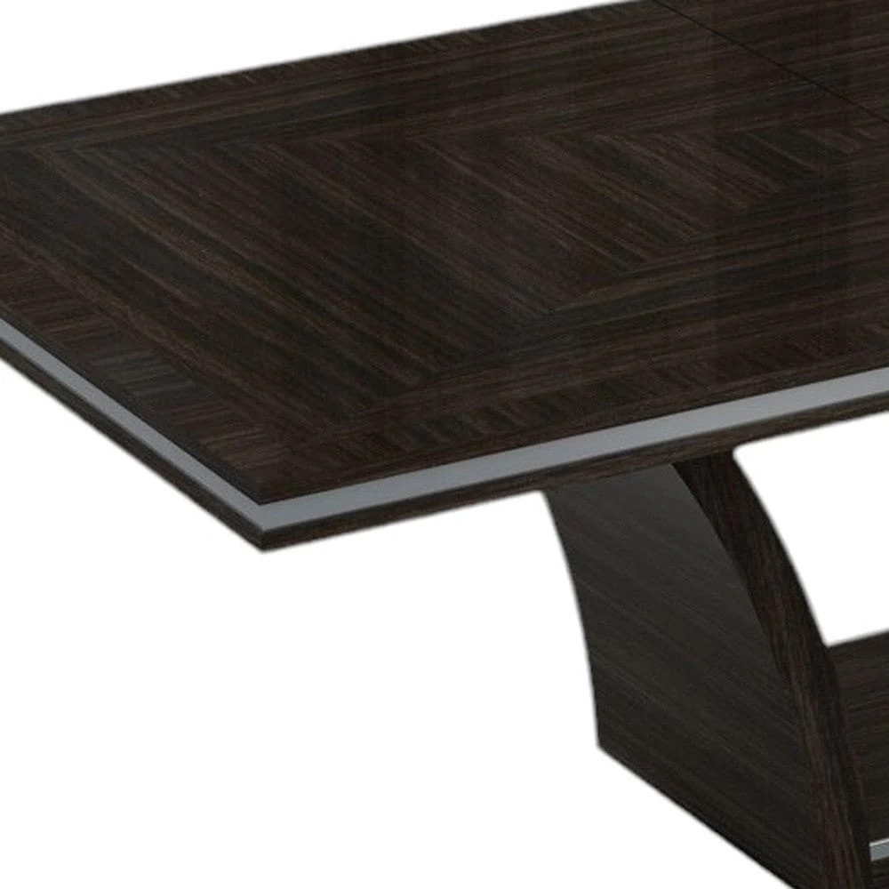 98" Dark Brown Solid Wood Self-Storing Leaf Pedestal Base Dining Table - Image 4