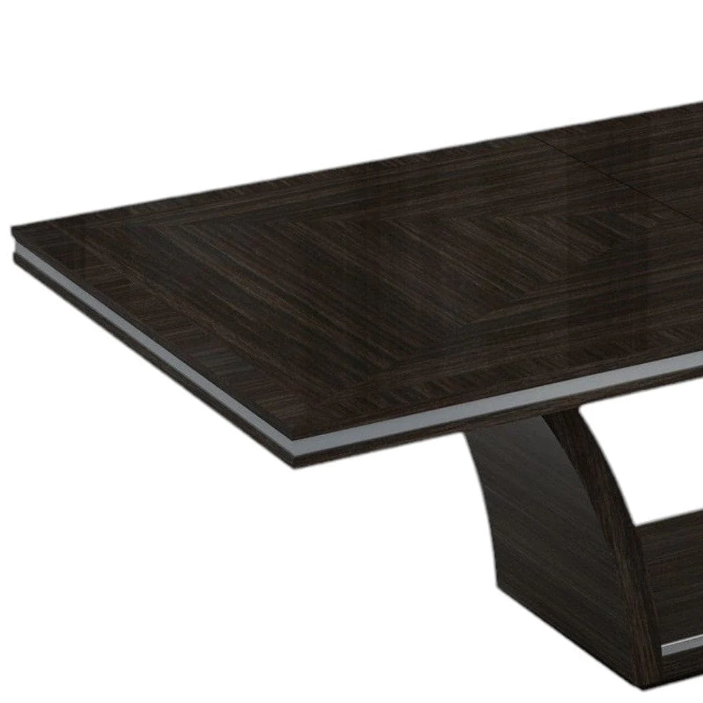 98" Dark Brown Solid Wood Self-Storing Leaf Pedestal Base Dining Table - Image 5