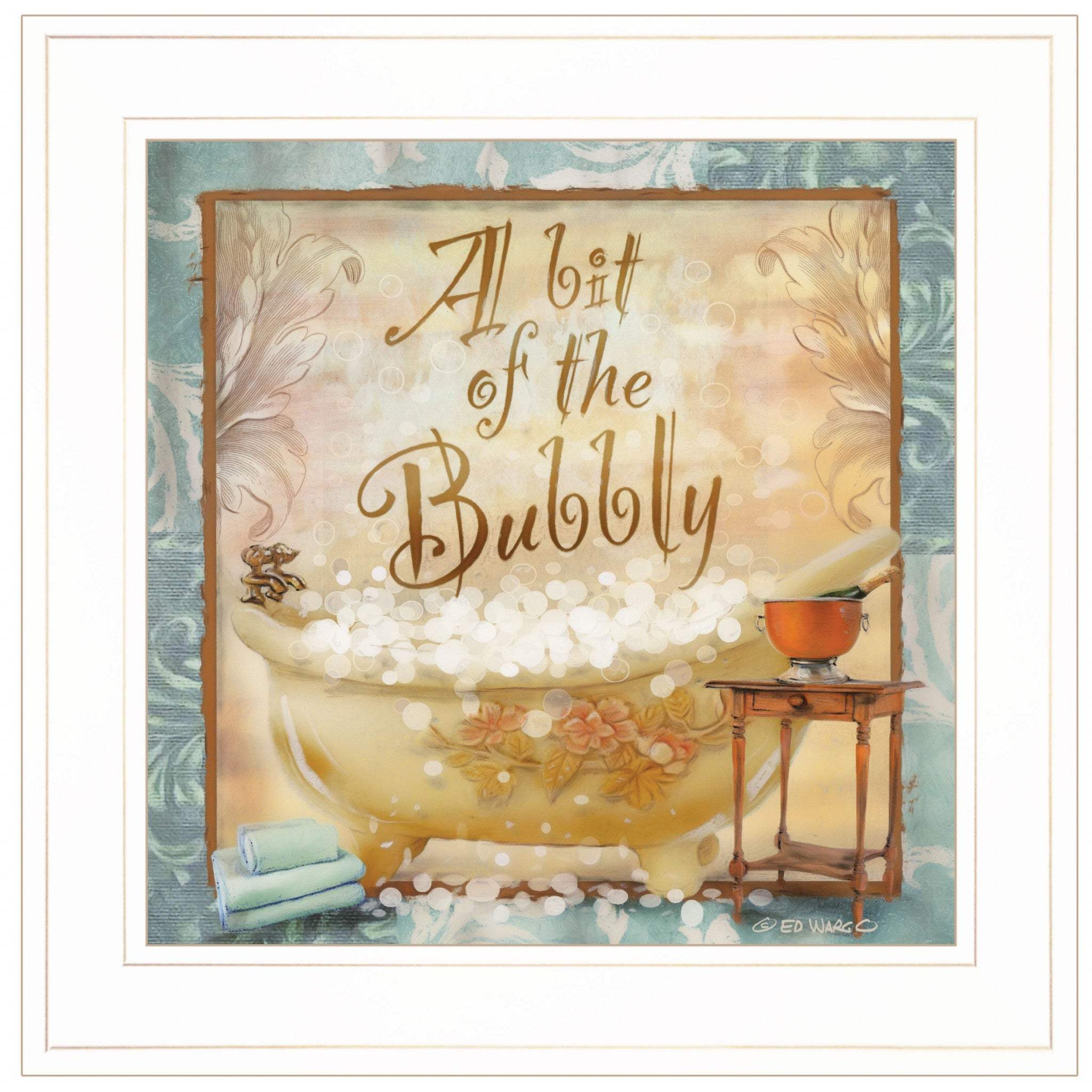 A Bit of Bubbly 1 White Framed Print Bathroom Wall Art - Image 2