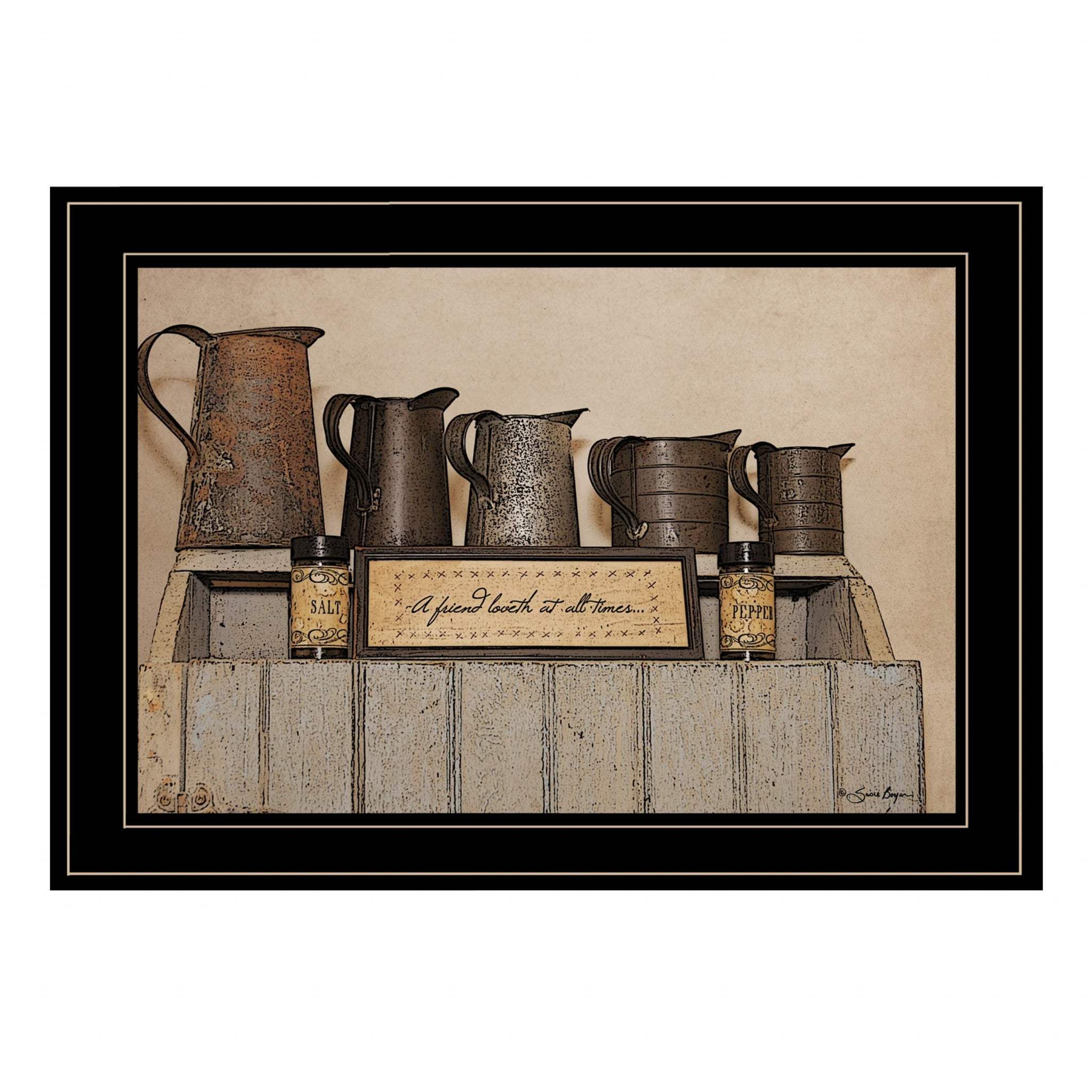 A Friend Loveth at All Time 3 Black Framed Print Wall Art - Image 2