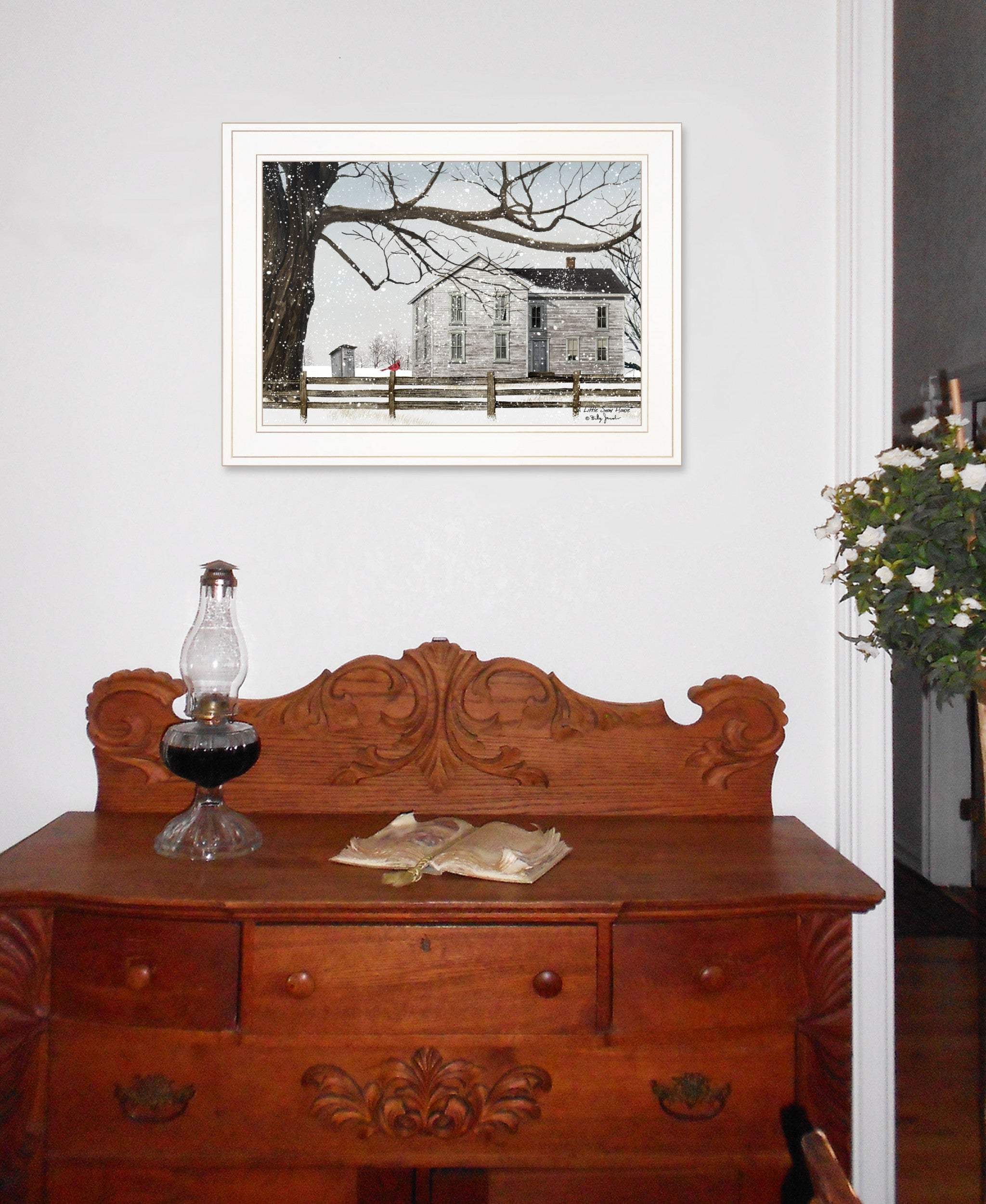 A Little Snow House 2 White Framed Print Wall Art - Image 4