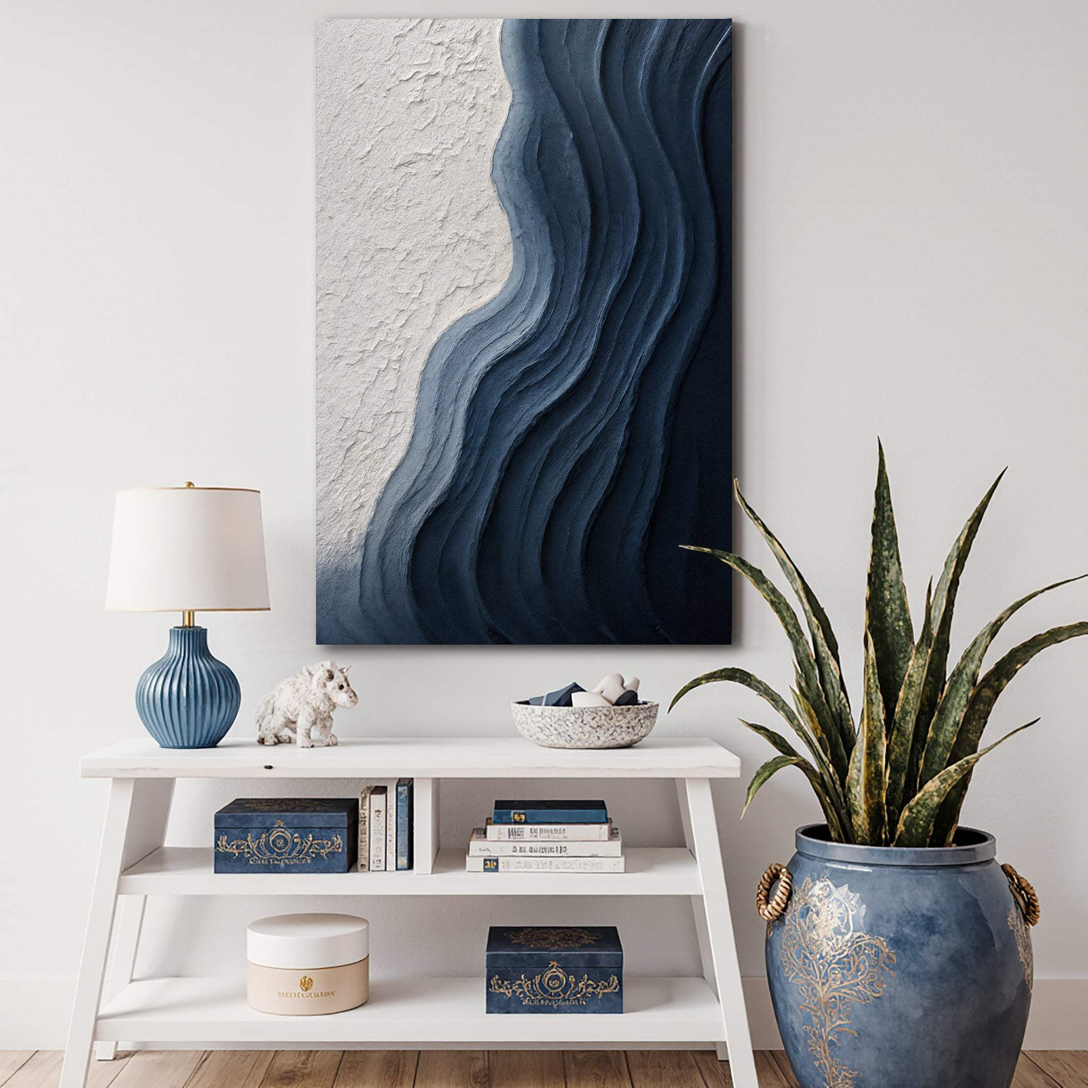 Abstract Minimalist Wave Impasto Wall Art - Image 4