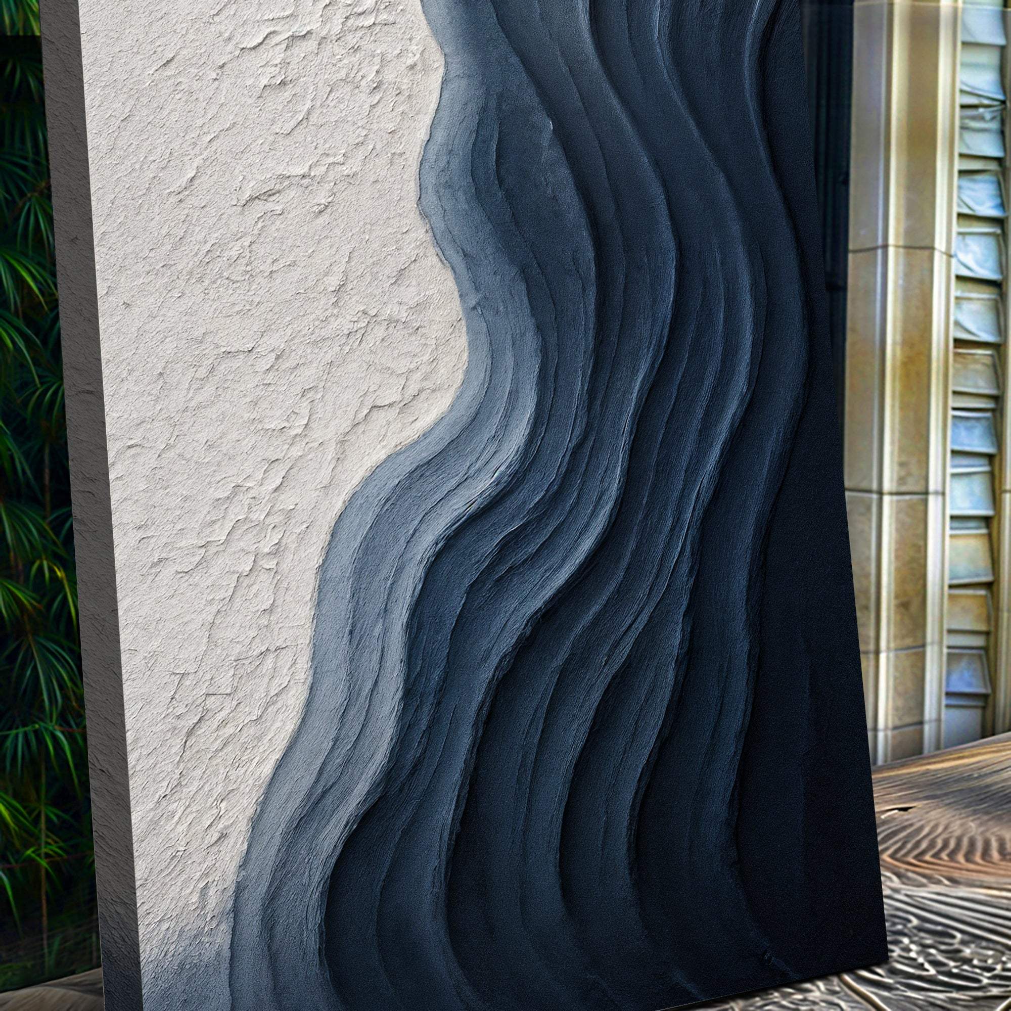 Abstract Minimalist Wave Impasto Wall Art - Image 5