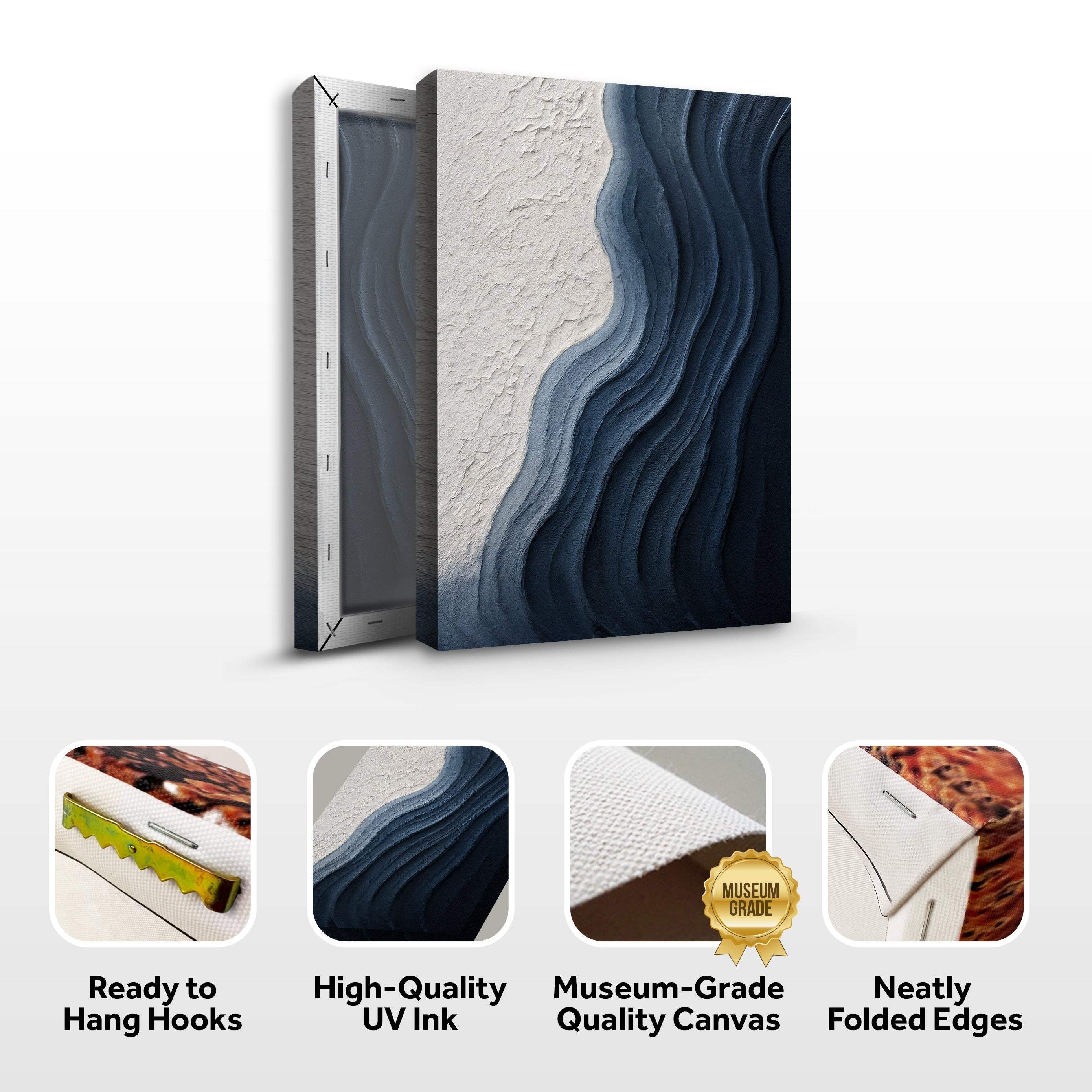 Abstract Minimalist Wave Impasto Wall Art - Image 8