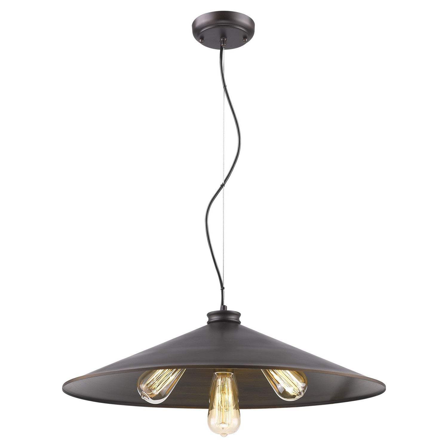 Alcove 4-Light Oil-Rubbed Bronze Pendant With Raw Brass Interior Shade - Image 3