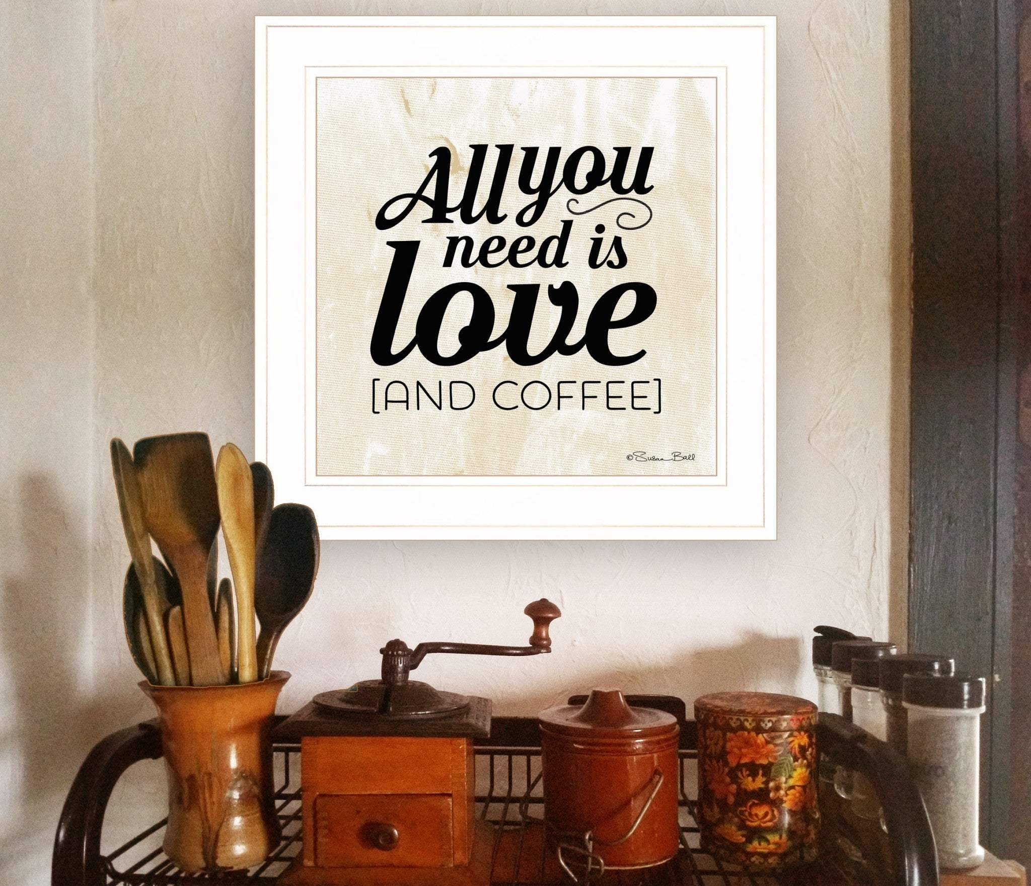 All You Need is Love and Coffee 1 White Framed Print Wall Art - Image 5