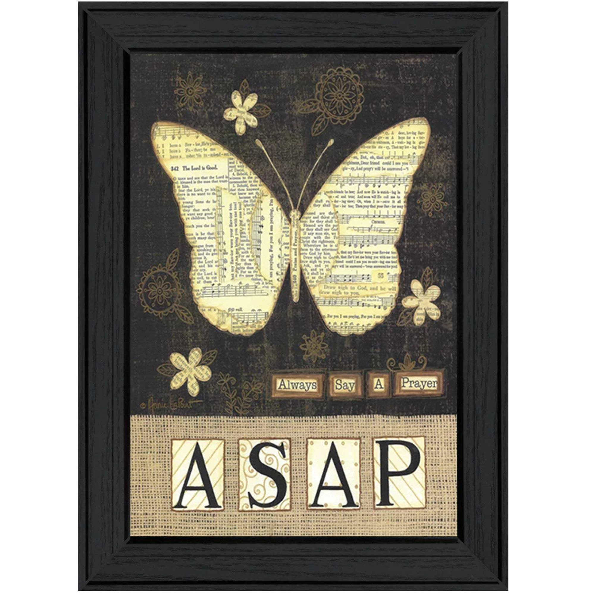 Always Say A Prayer Butterfly Black Print Wall Art - Image 2