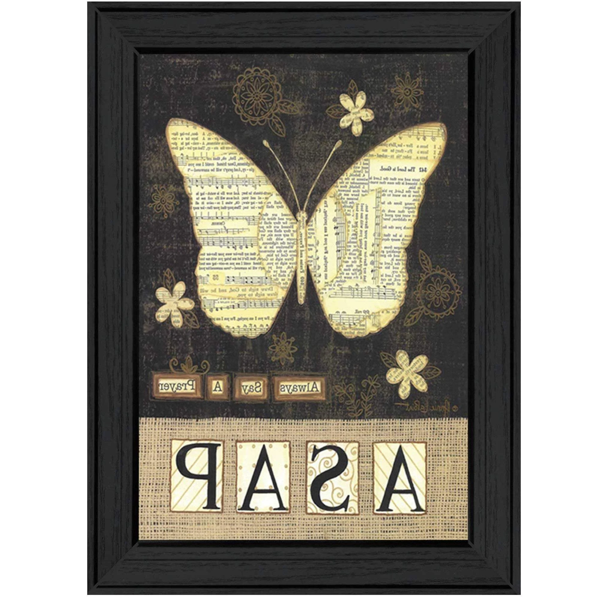 Always Say A Prayer Butterfly Black Print Wall Art - Image 3