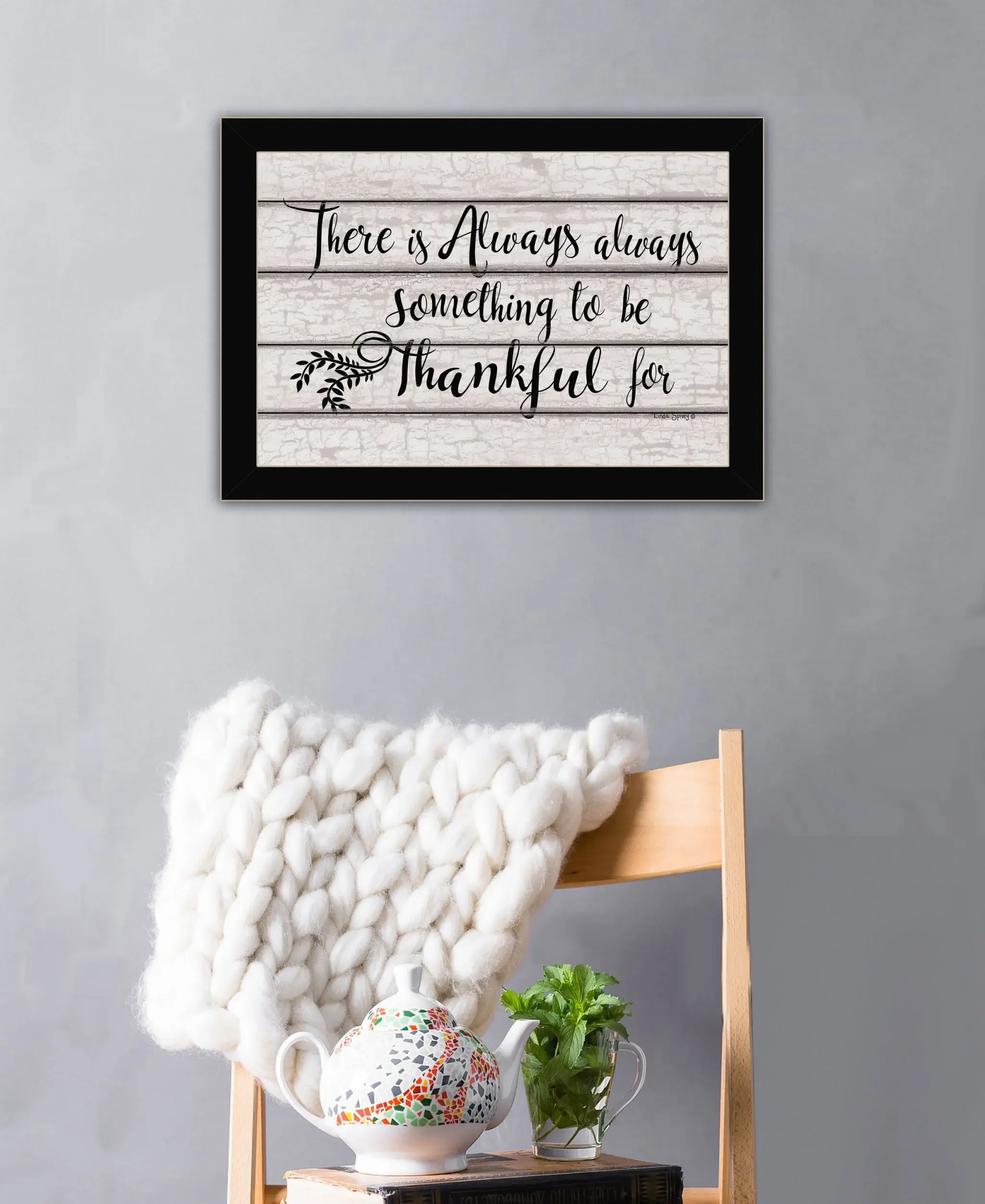 Always Thankful 1 Black Framed Print Wall Art - Image 5