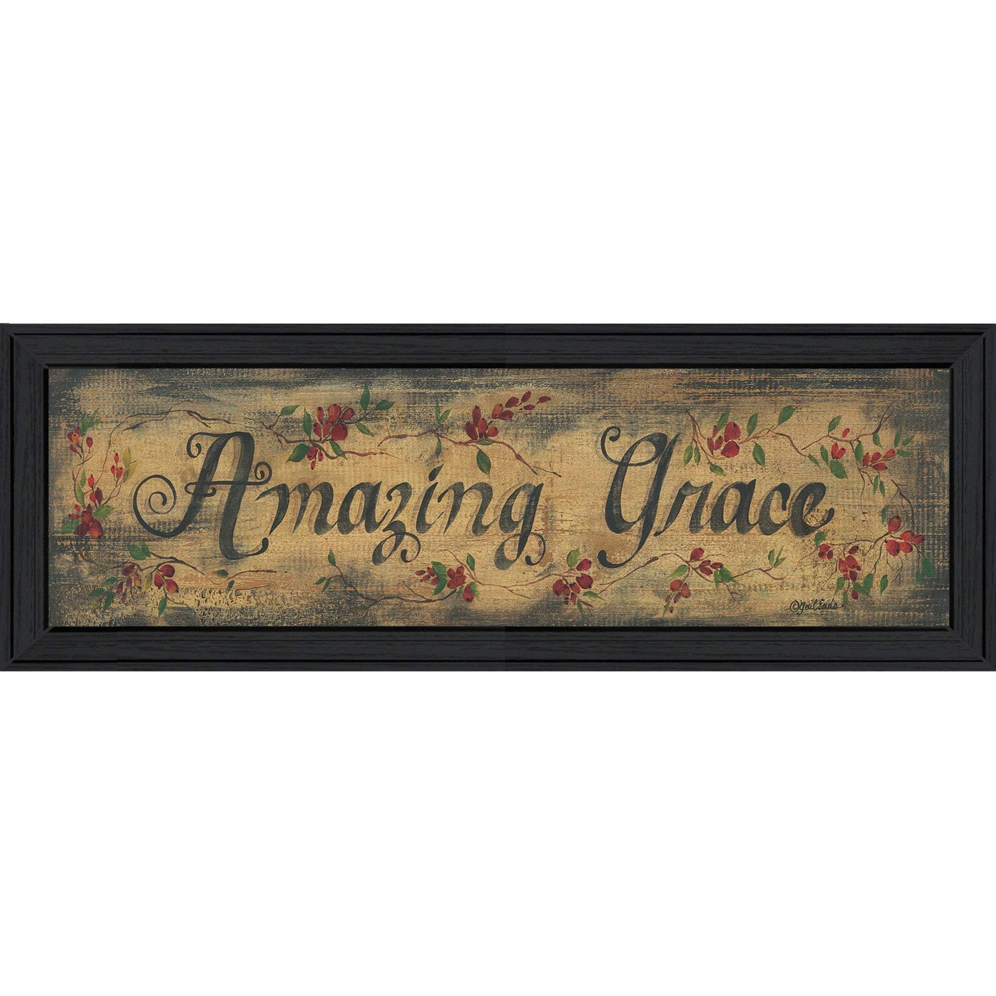 Amazing Grace Floral Black Framed Print Wall Art - Image 2