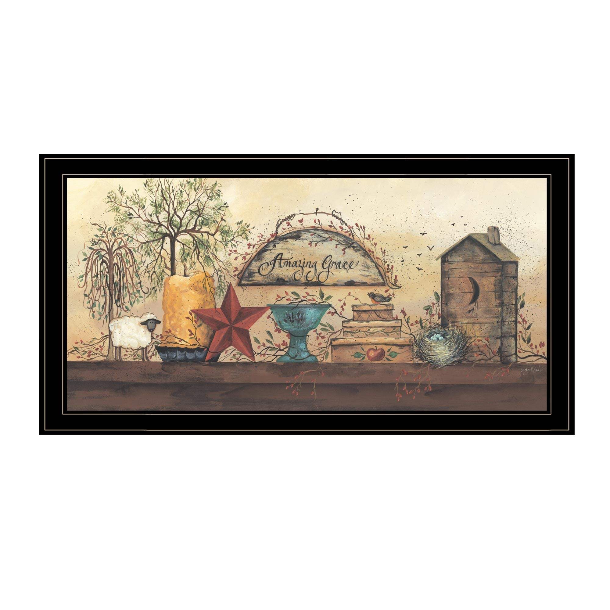 Amazing Grace Shelf 2 Black Framed Print Wall Art - Image 2