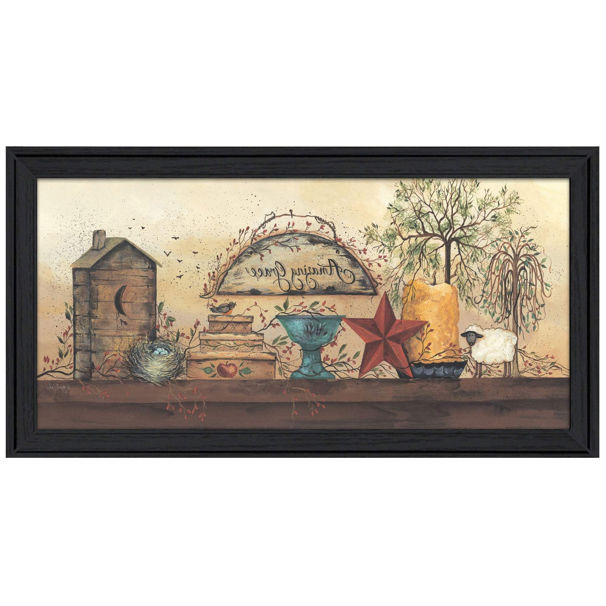 Amazing Grace Shelf 3 Black Framed Print Wall Art - Image 3