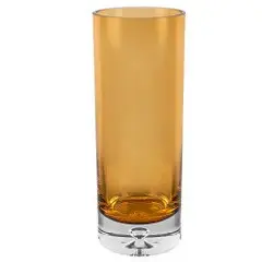 Amber Mouth Blown Bubble Glass Thick Walled Cylinder Vase - Image 2