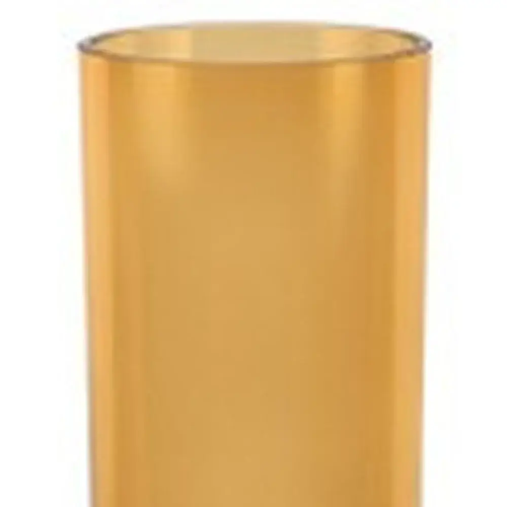 Amber Mouth Blown Bubble Glass Thick Walled Cylinder Vase - Image 3