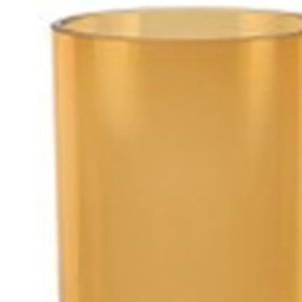 Amber Mouth Blown Bubble Glass Thick Walled Cylinder Vase - Image 4